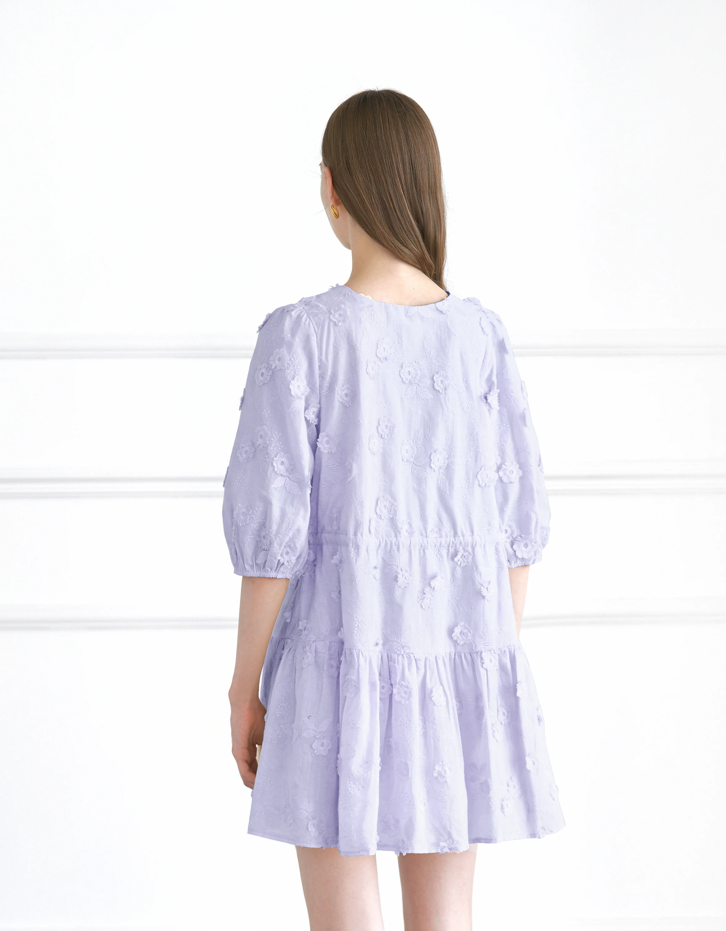 3D Embroidery Puff Sleeve Dress - Image 8
