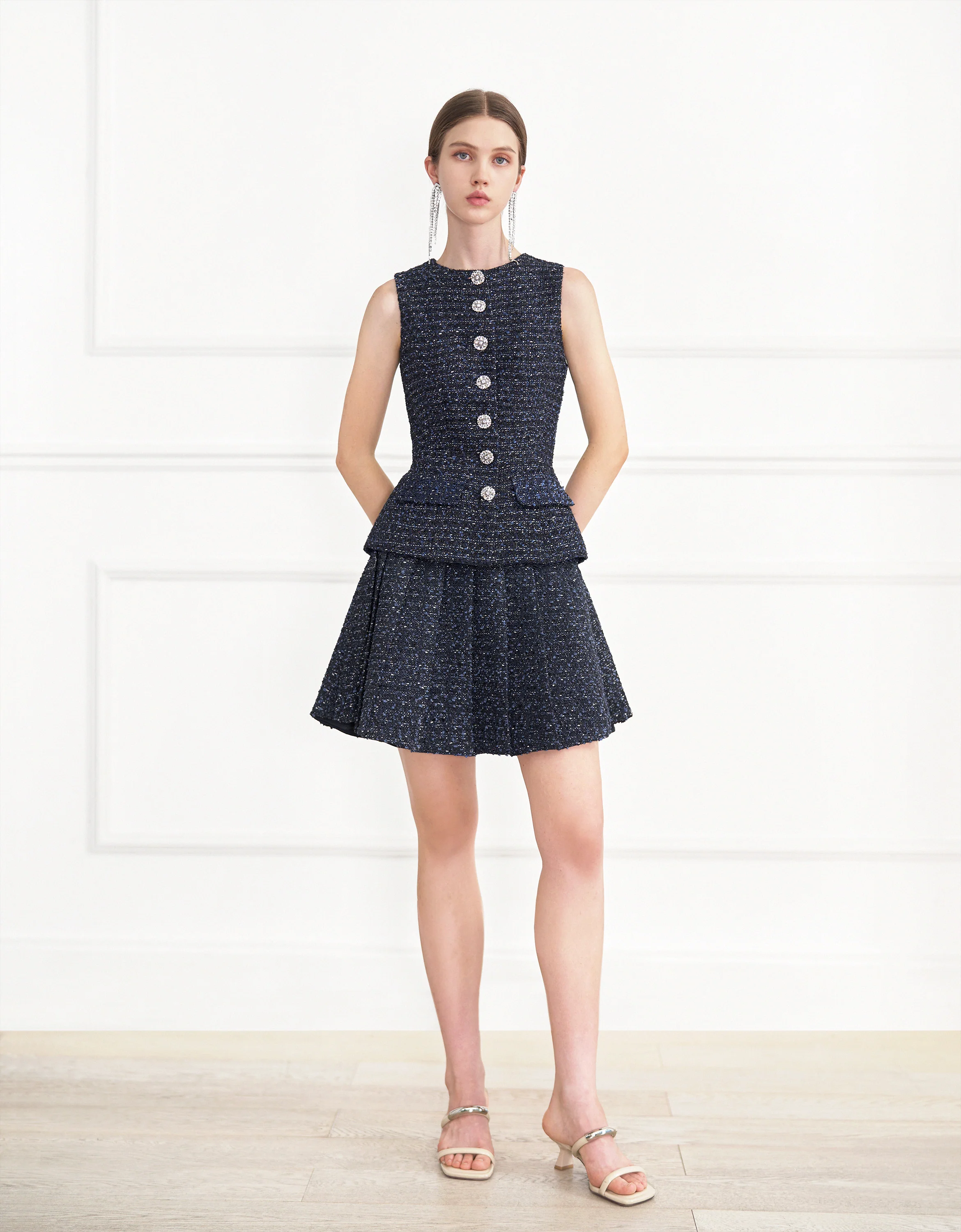 A-line Pleated Tweed Skirt - Image 8