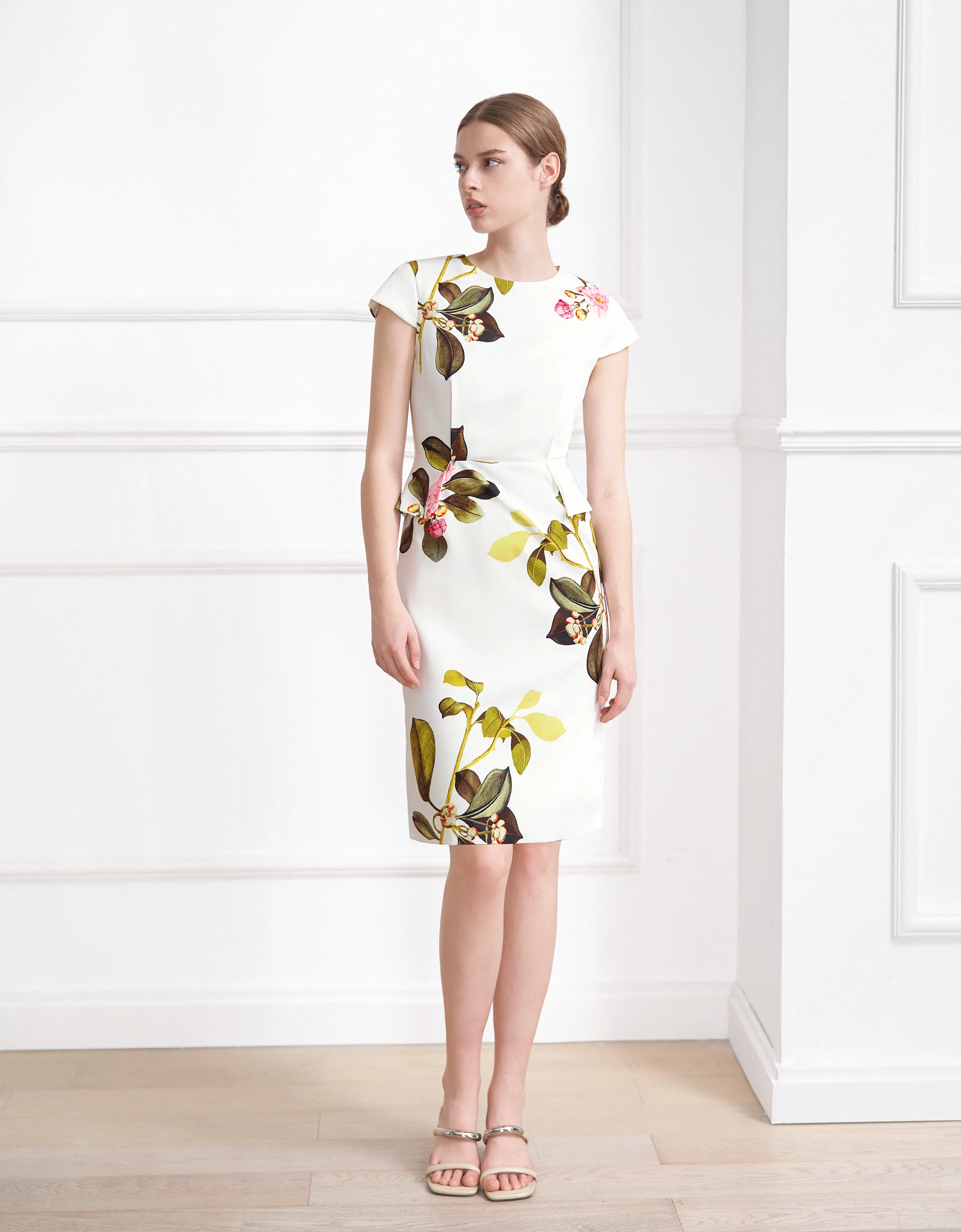 Botanical Print Cap Sleeve Dress - Image 2
