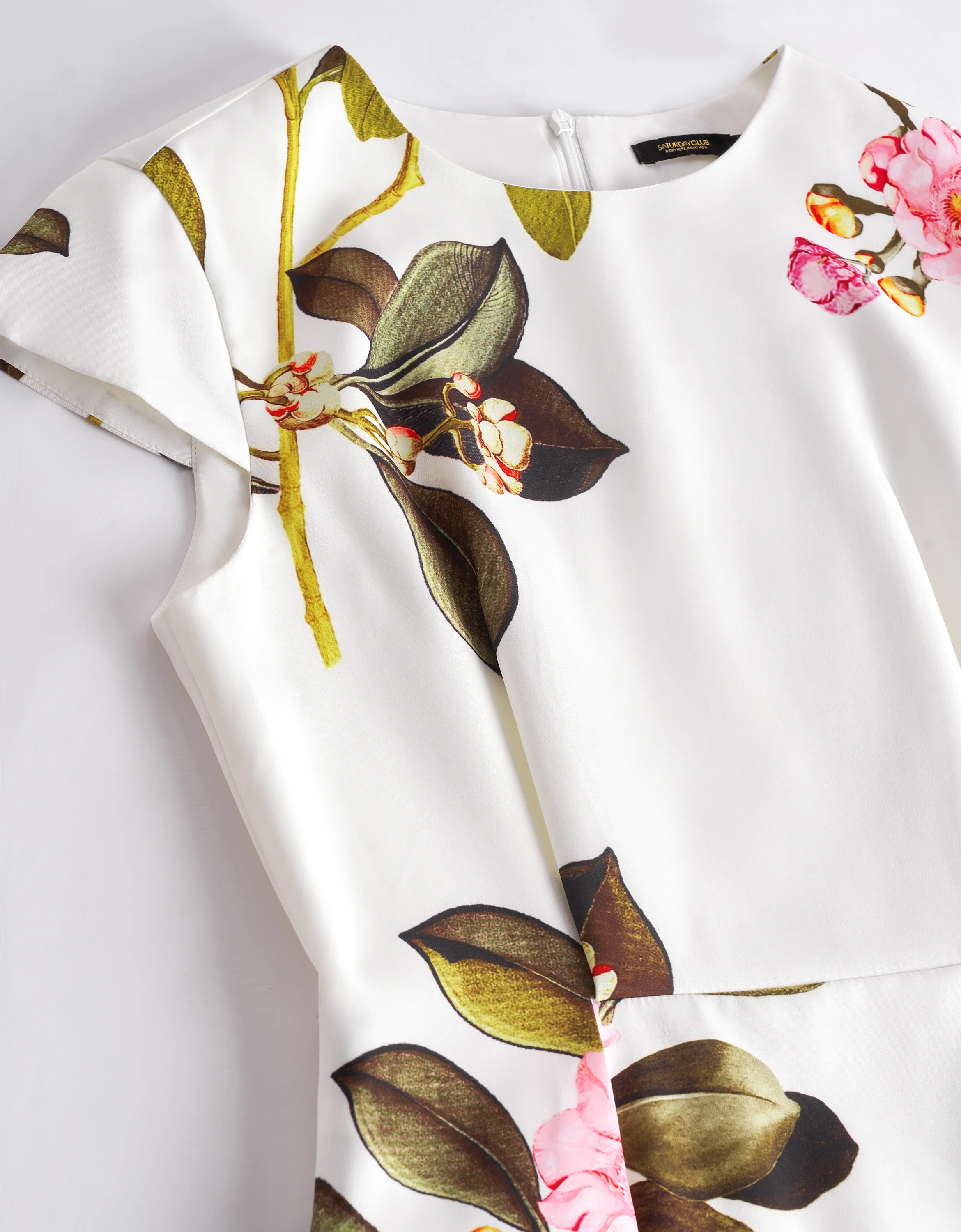 Botanical Print Cap Sleeve Dress - Image 5