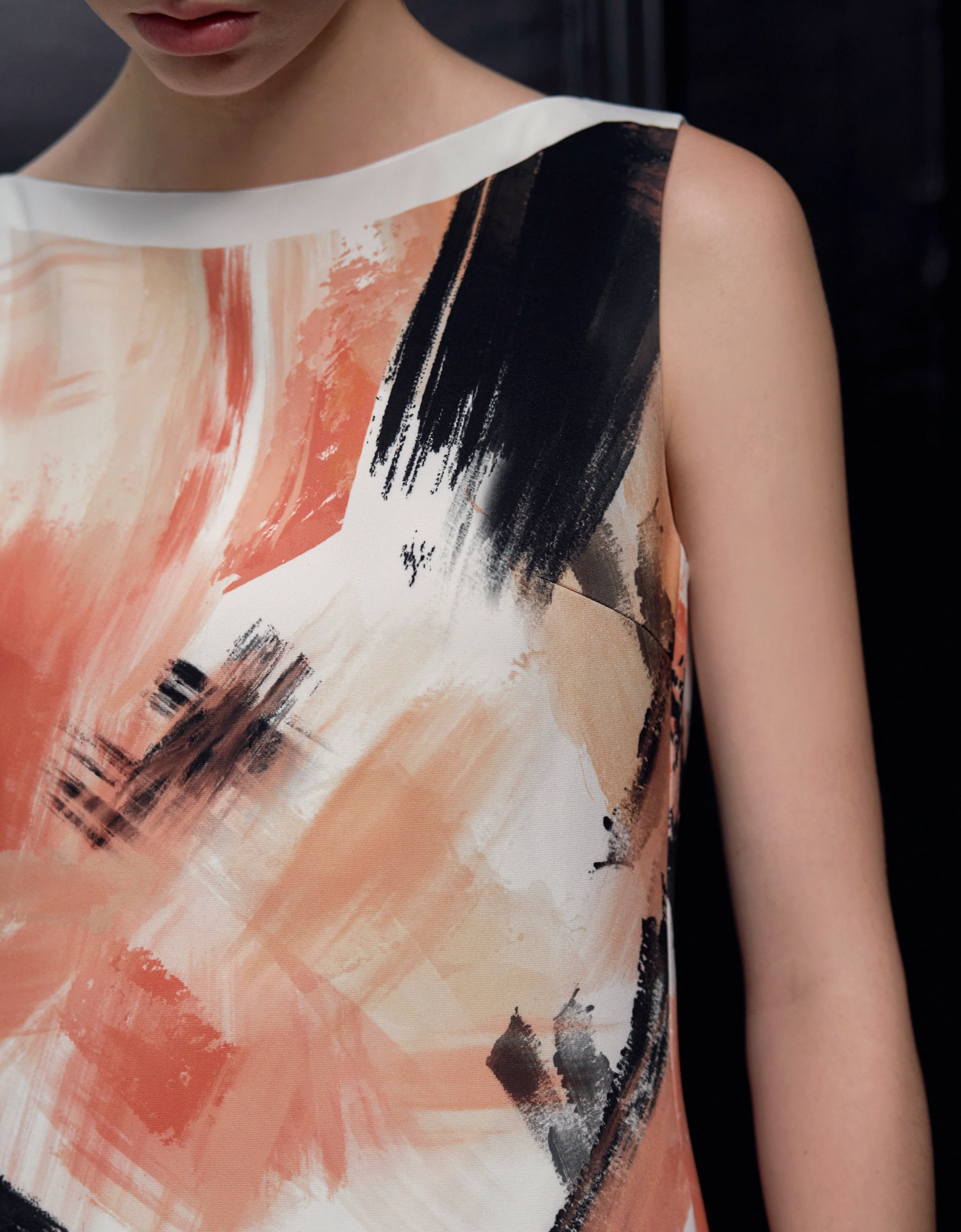 Brushstroke Art Print Sleeveless Dress - Image 5