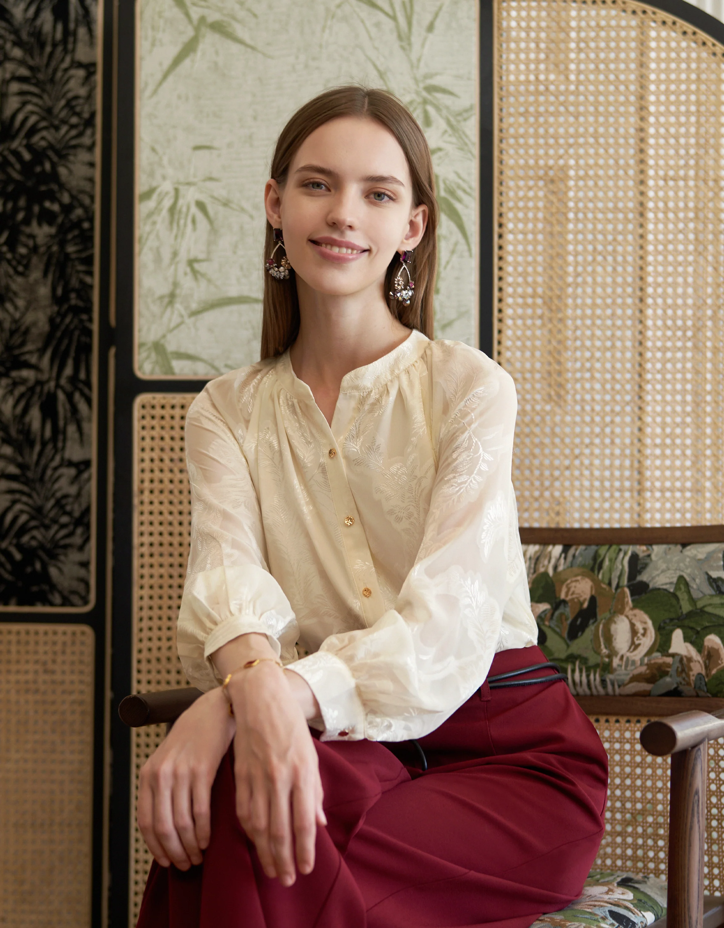 Burnout Openwork Fabric Long Sleeve Shirt - Image 3
