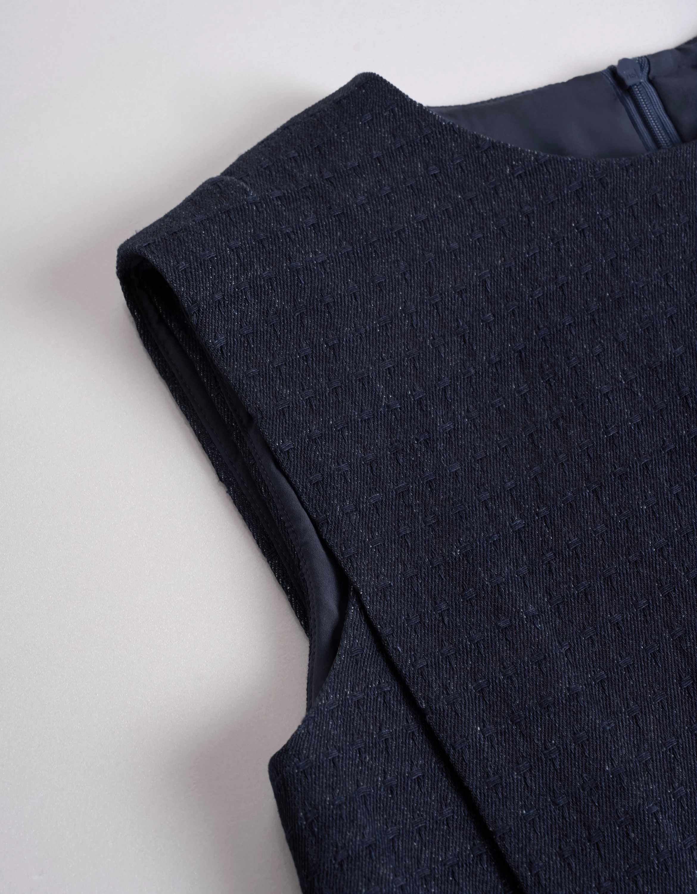Button Detail Sleeveless Textured Denim Top - Image 6