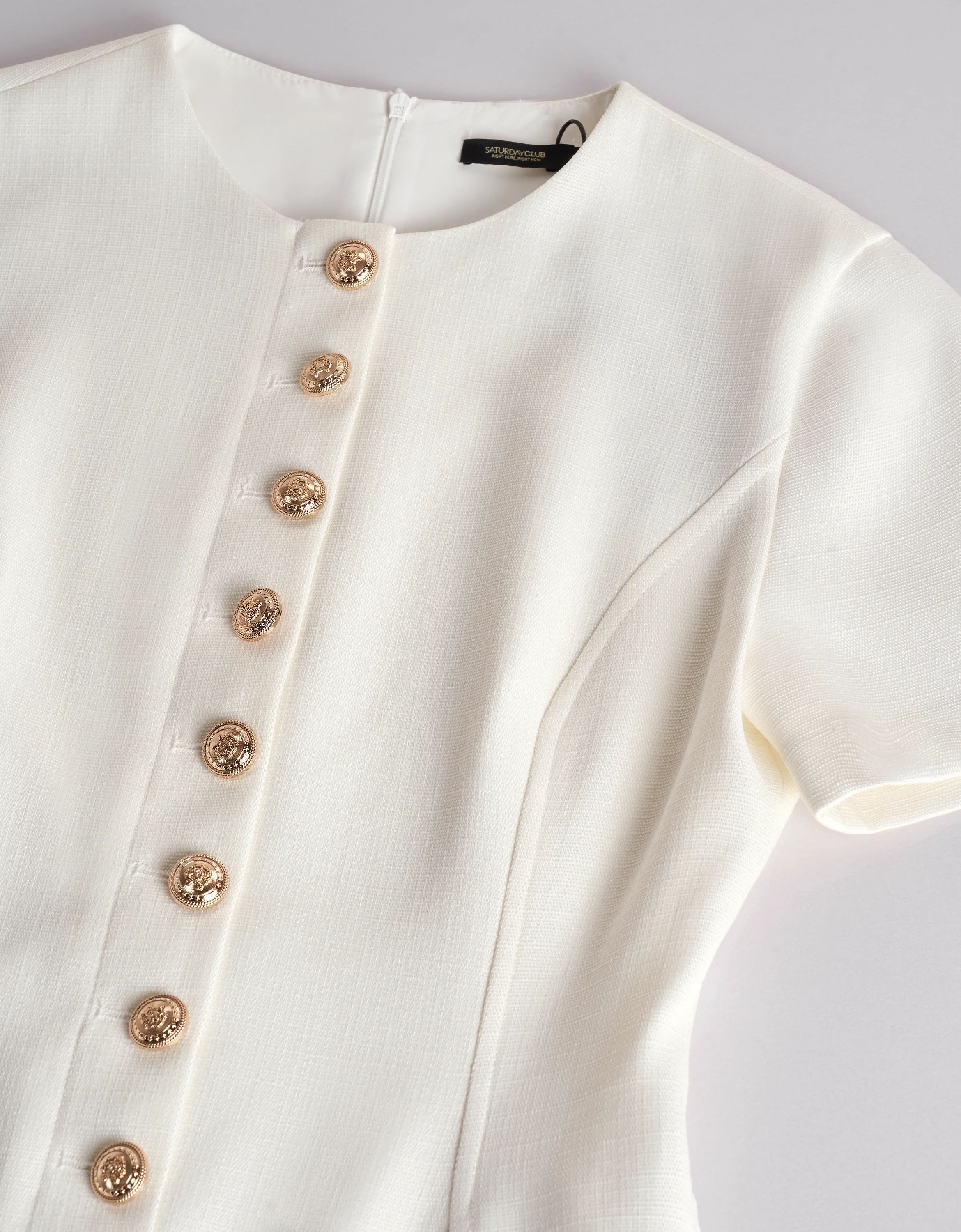 Button Front Round Neck A-line Dress - Image 5
