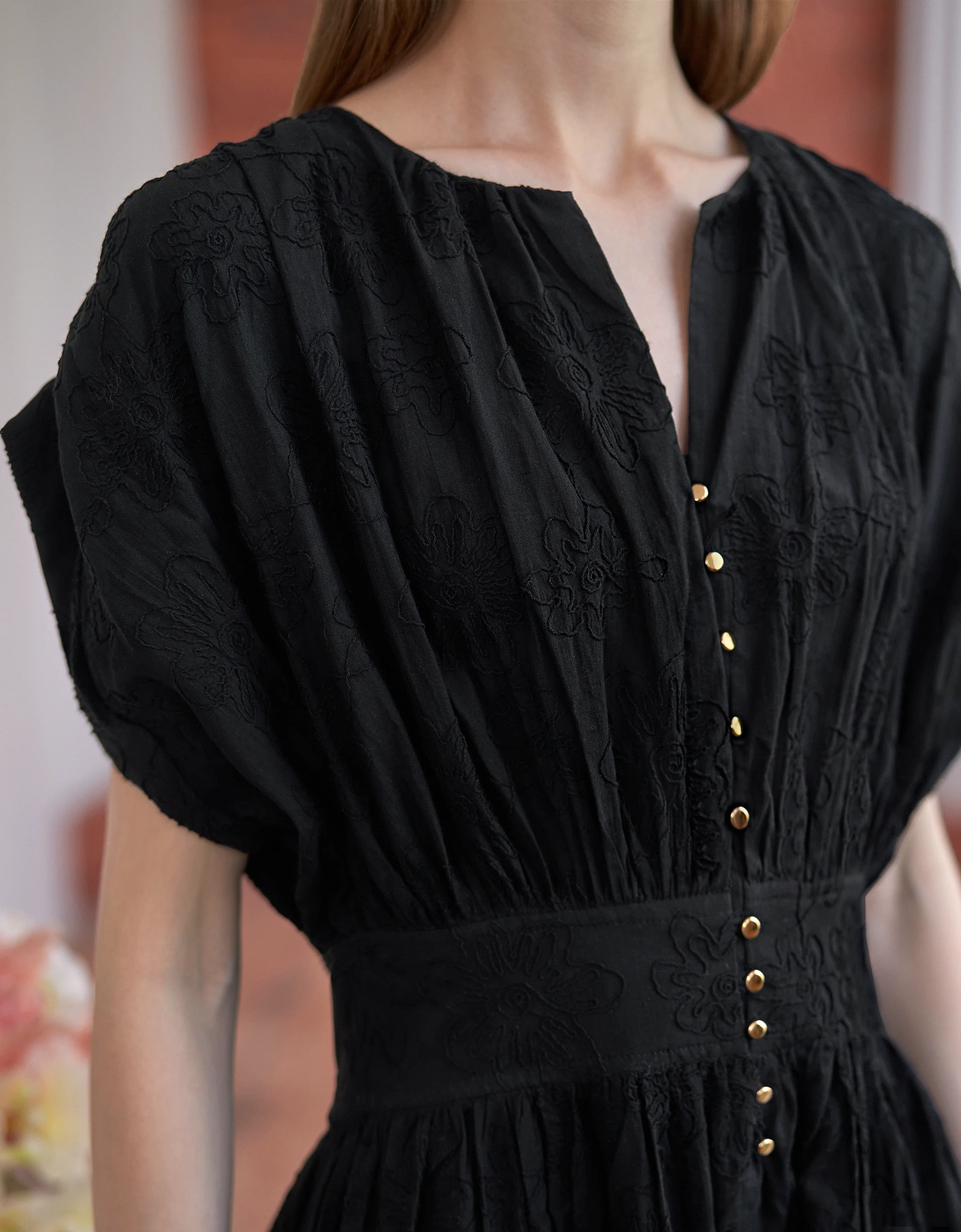 Button Front Ruffled Hem Pleated Dress - Image 29