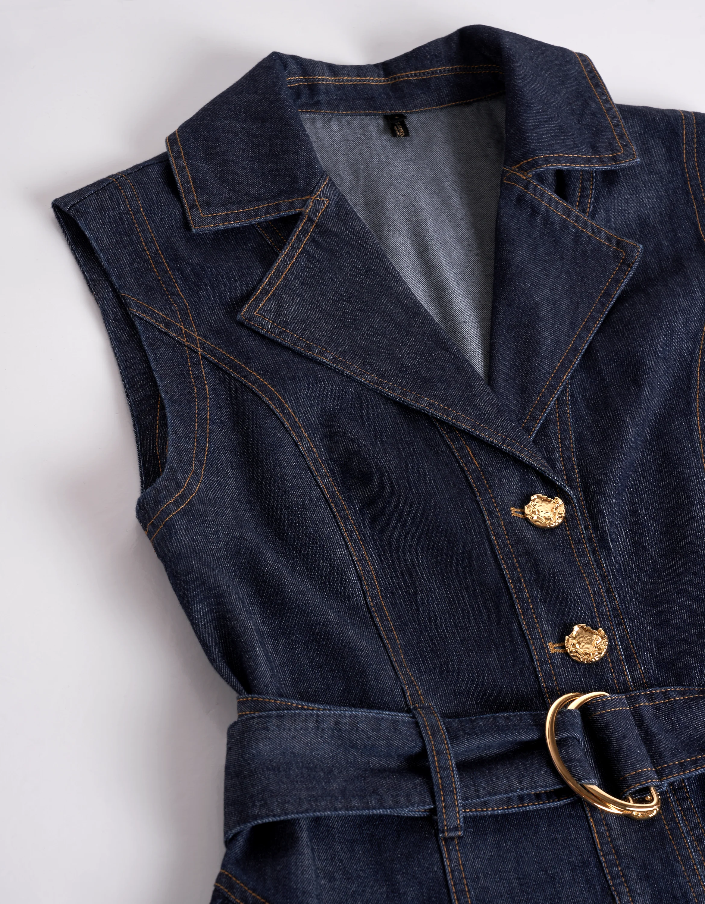 Button Front Sleeveless Denim Dress - Image 5