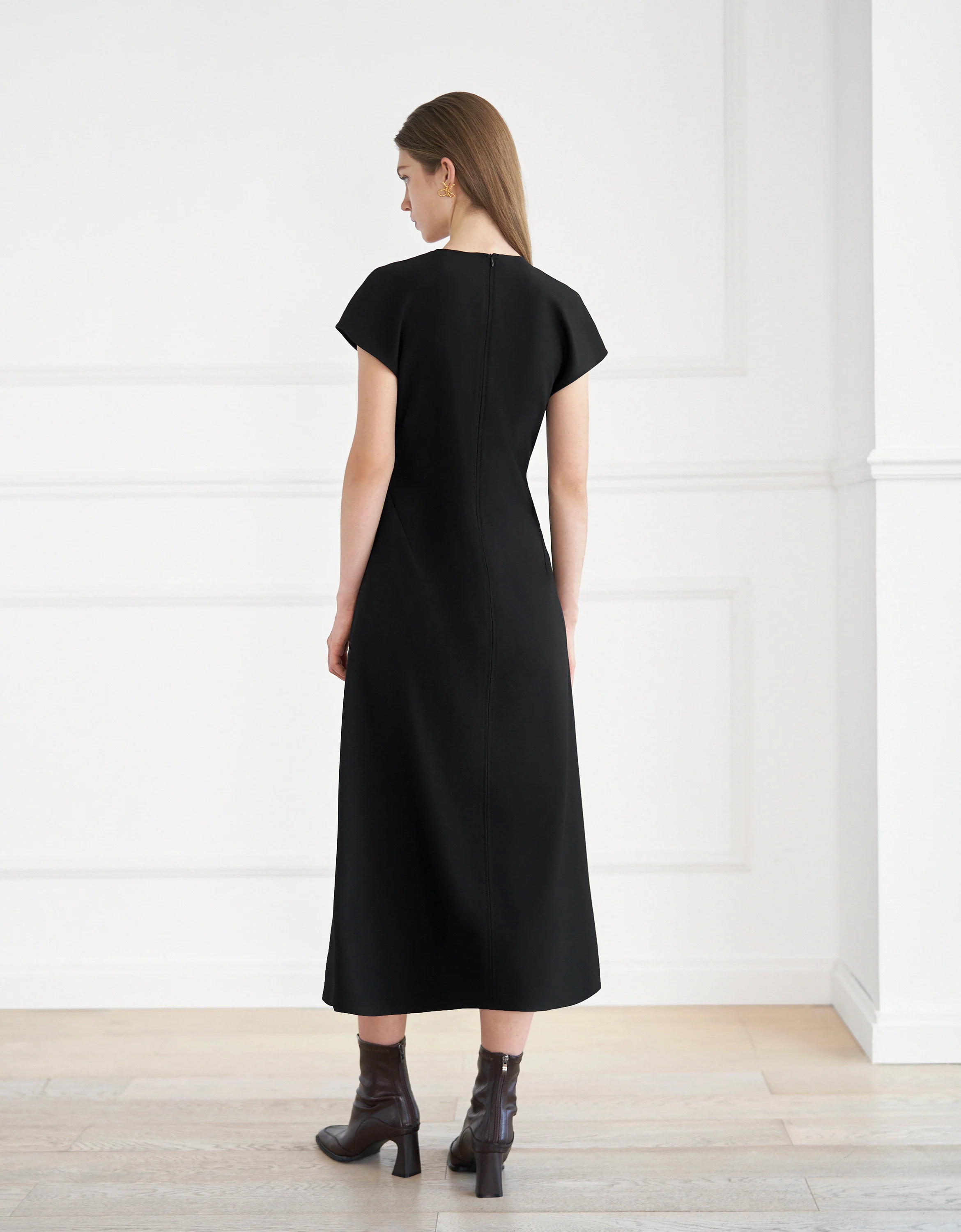 Button Front V-neck Midi Dress - Image 11