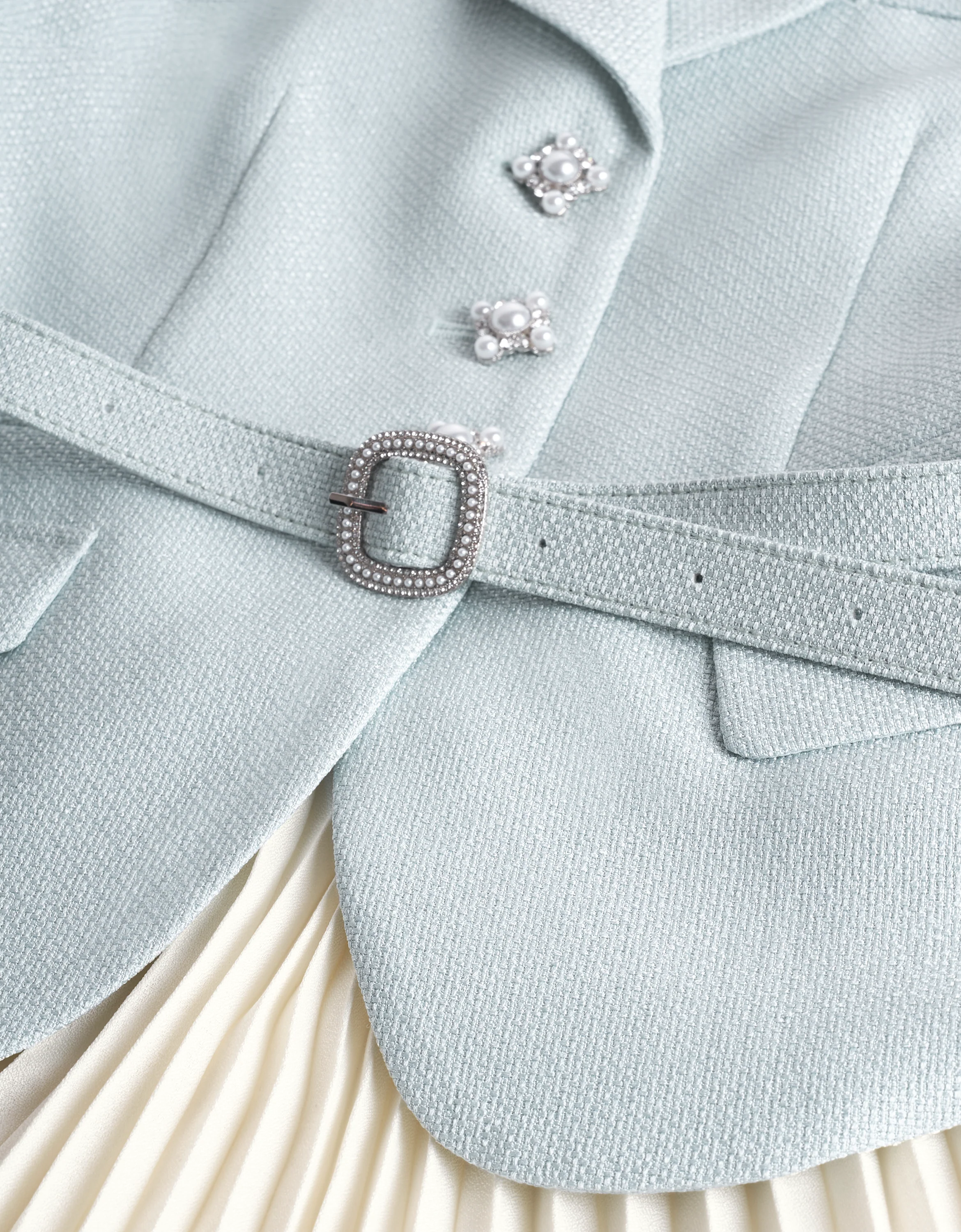 Colorblock Pleated Skirt Suit Dress - Image 11