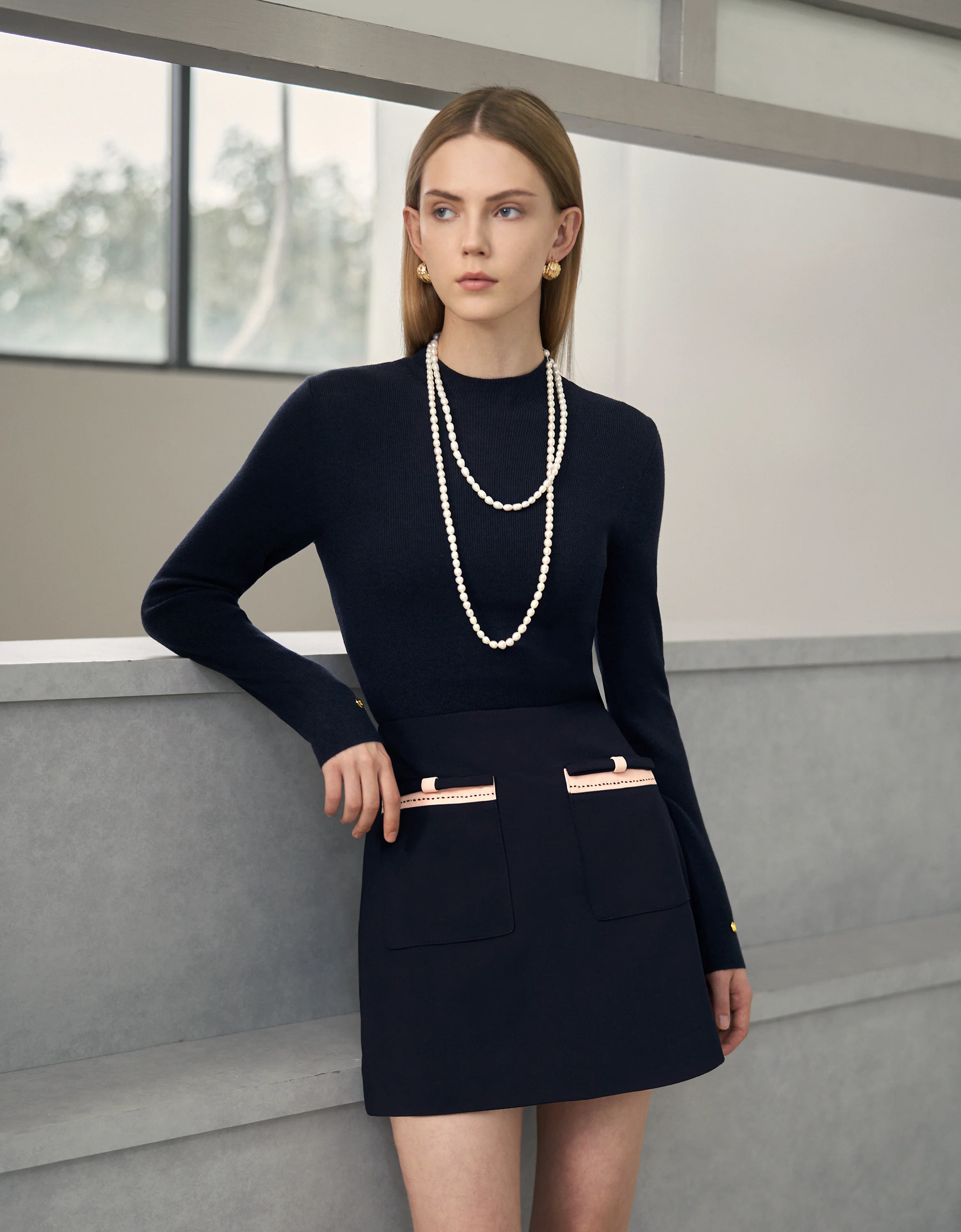 Contrast Bow A-line Skirt - Image 4