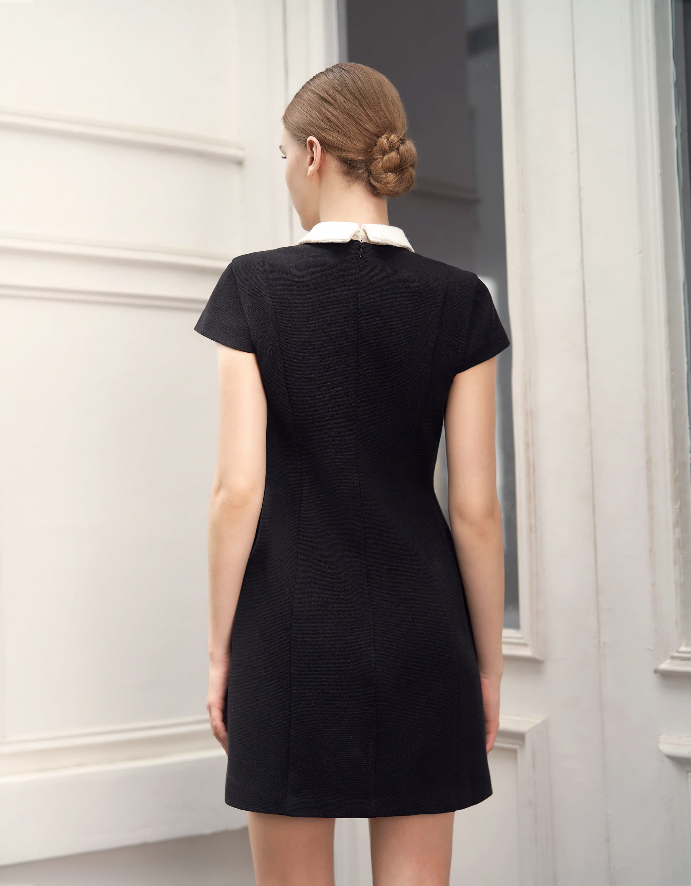 Contrast Collar Cap Sleeve Dress - Image 4