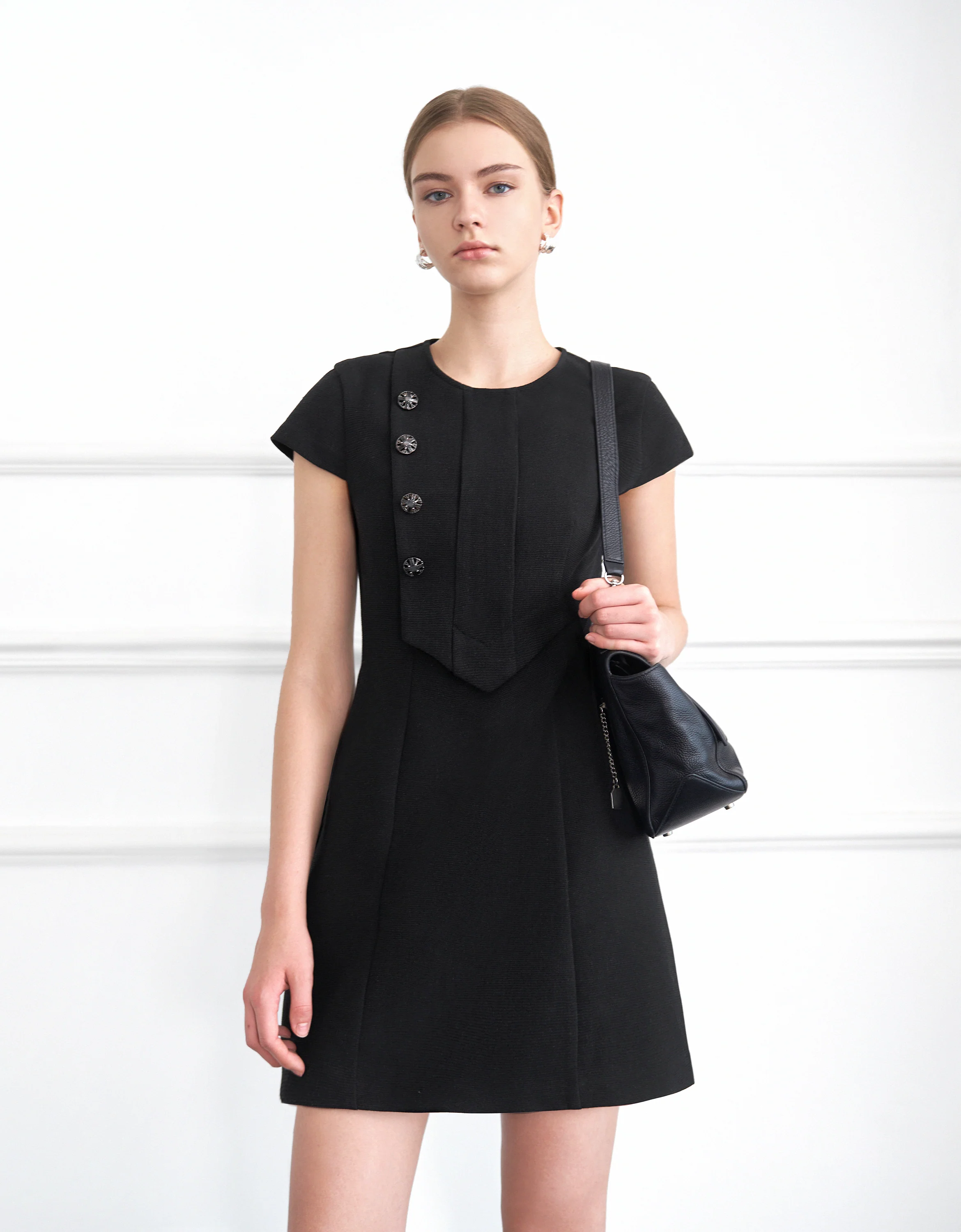 Contrast Collar Cap Sleeve Dress - Image 5