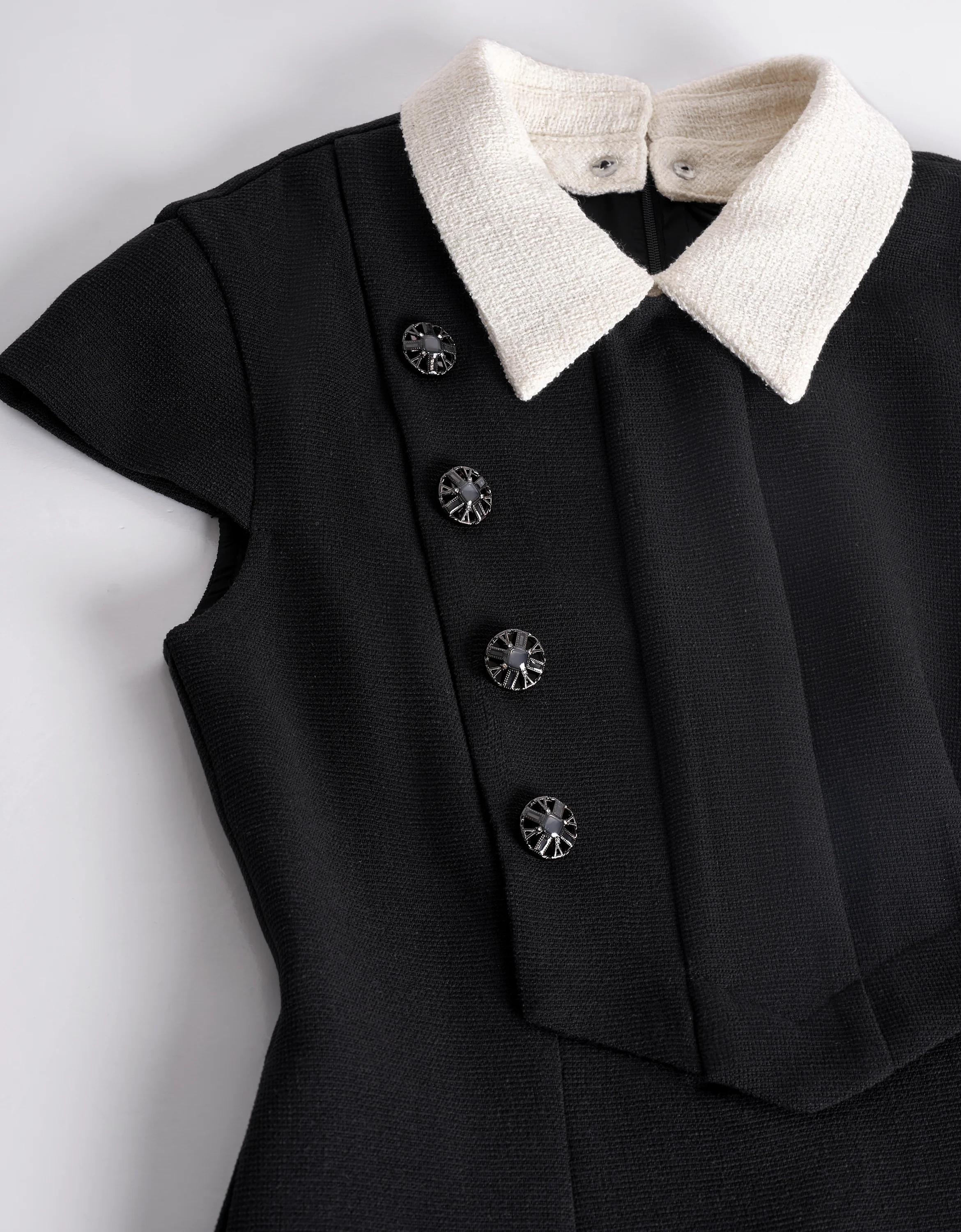 Contrast Collar Cap Sleeve Dress - Image 6