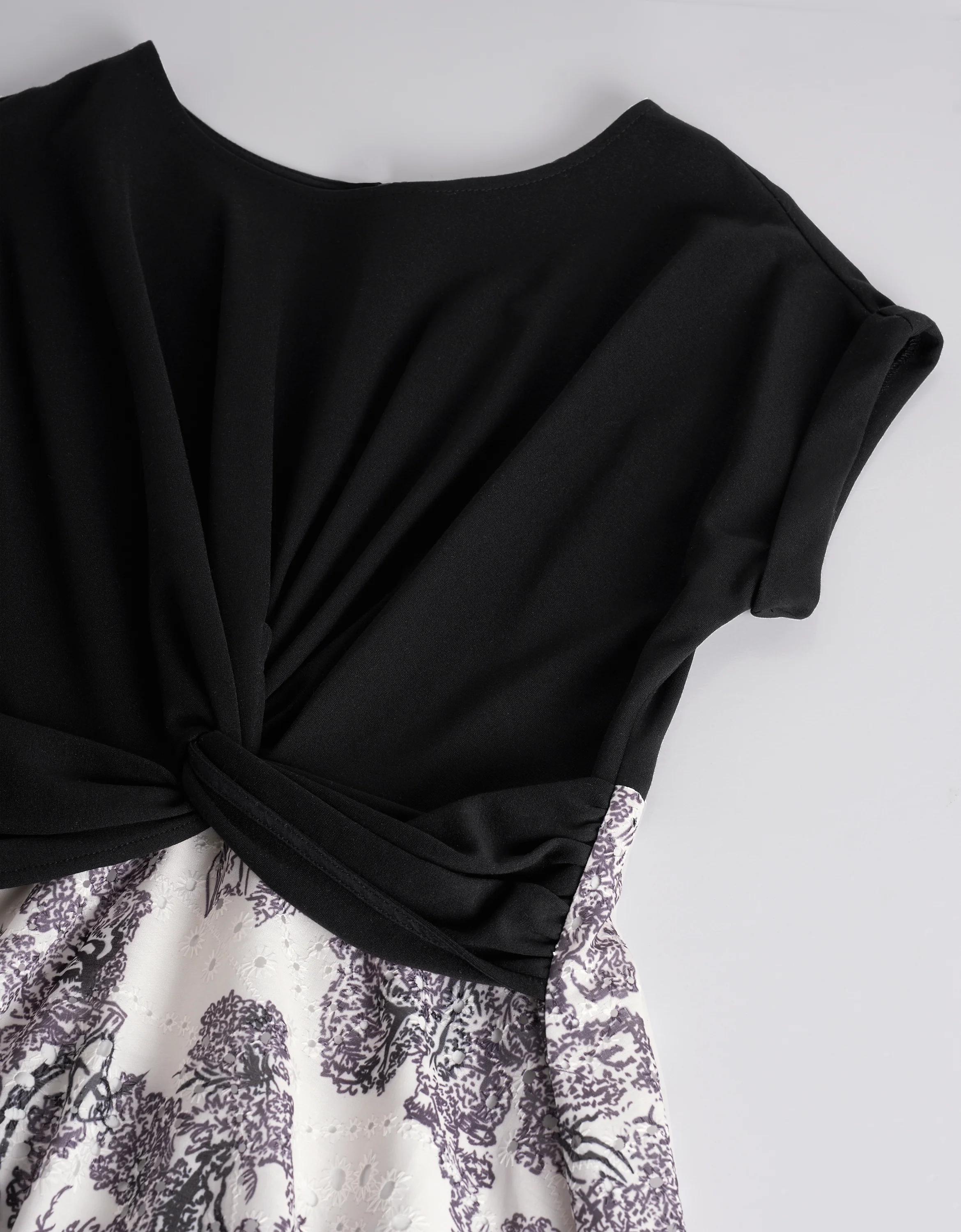 Contrast Floral Skirt Midi Dress - Image 6