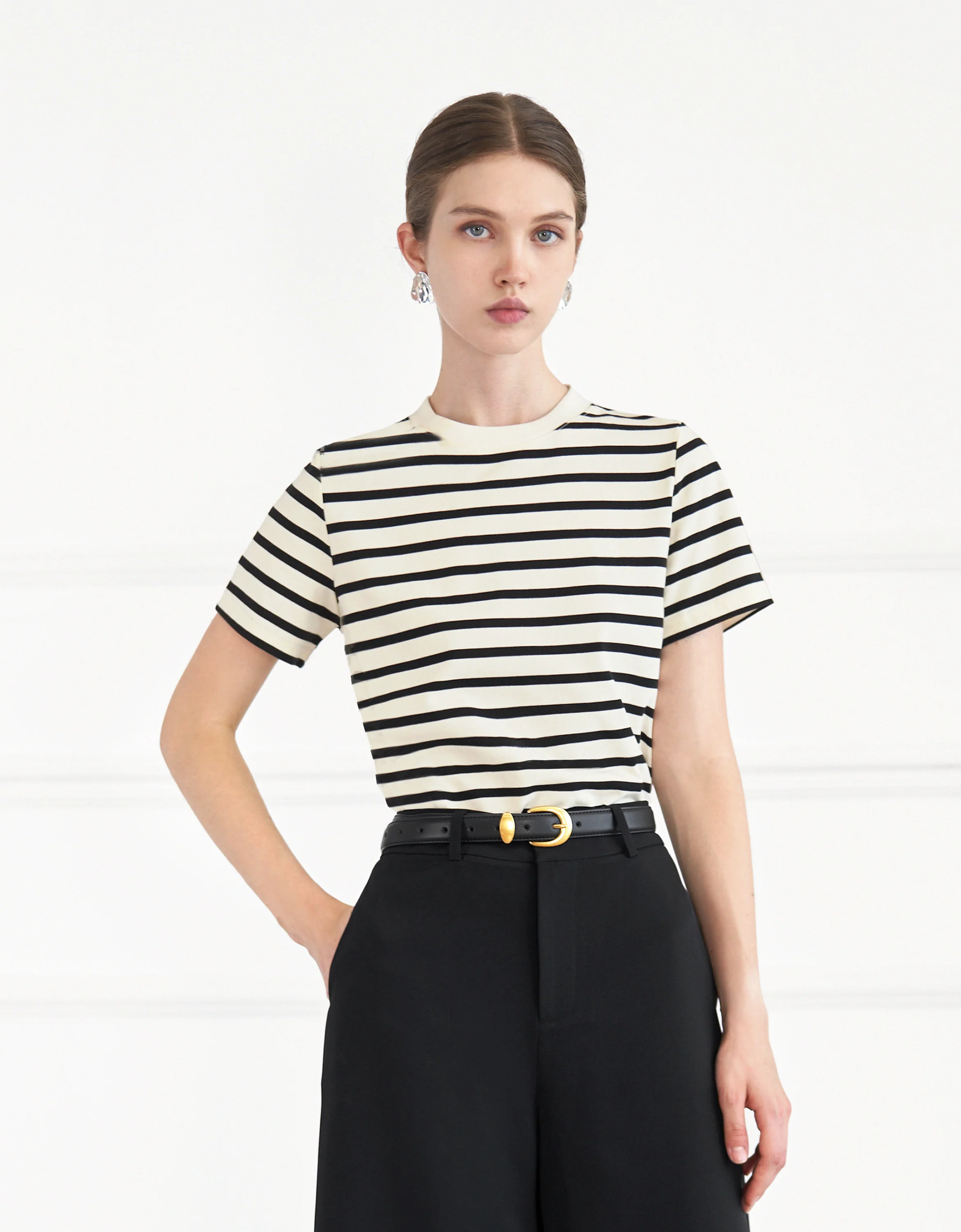 Contrast Neckline Stripe T-Shirt - Image 2