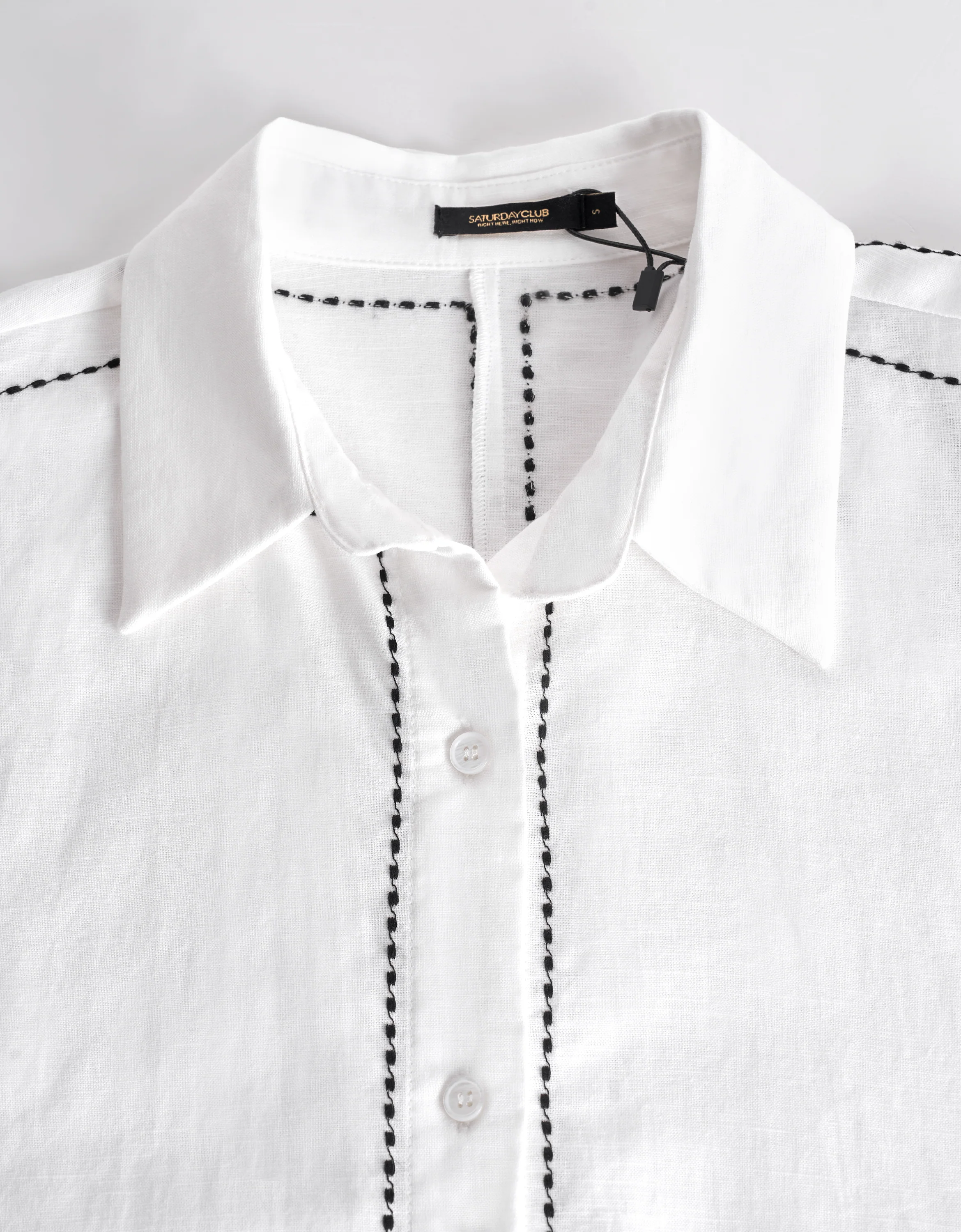 Contrast Topstitch Asymmetric Long Sleeve Shirt - Image 8