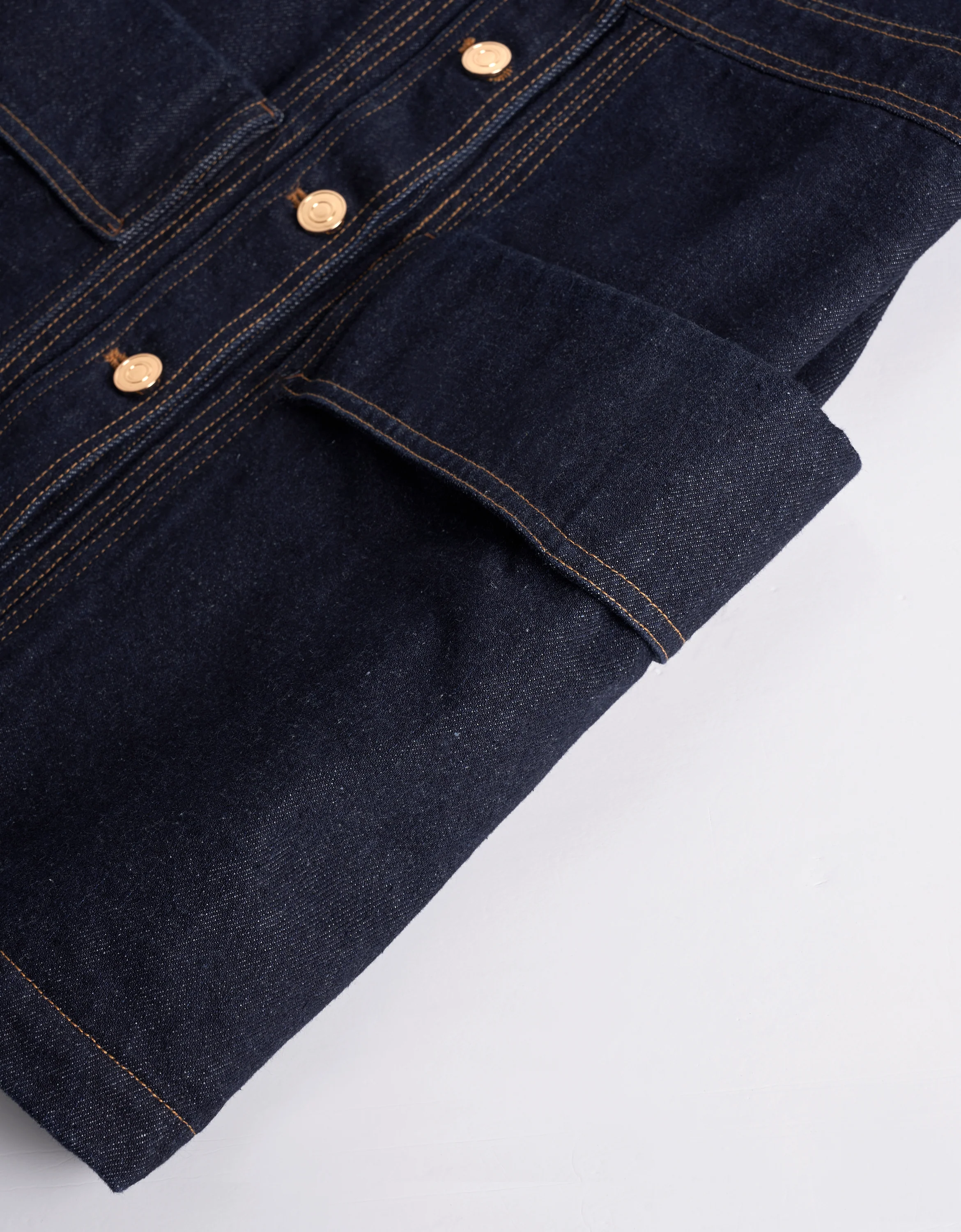 Contrast Topstitch U-neck Denim Dress - Image 7
