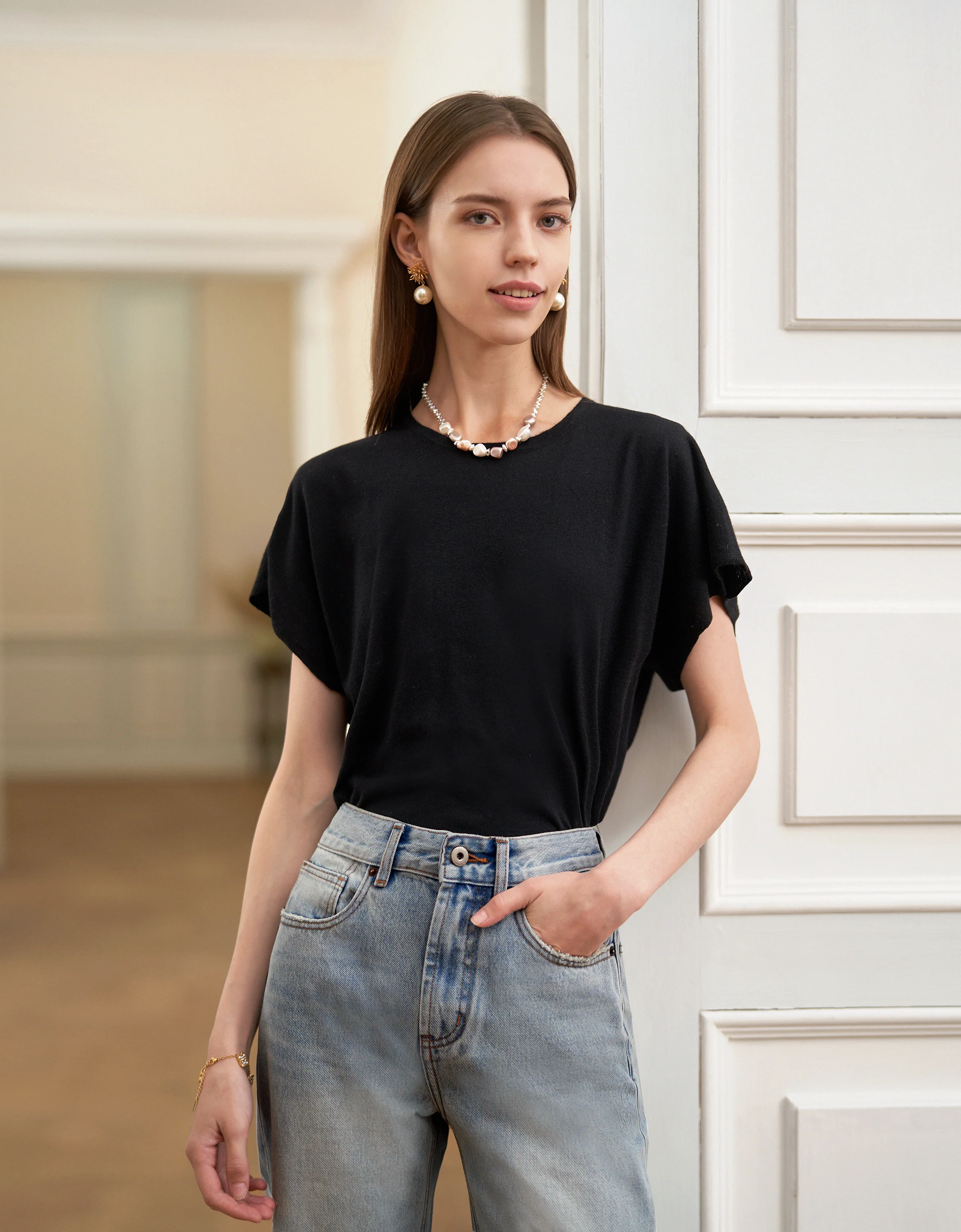 Crew Neck Short Sleeve Top
