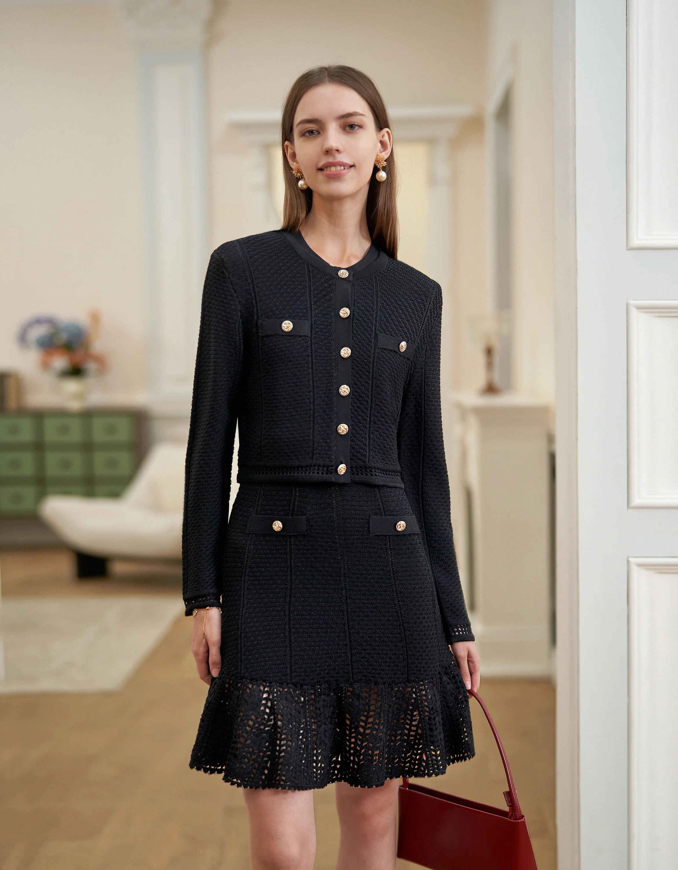 Crocheted Button Up Cardigan