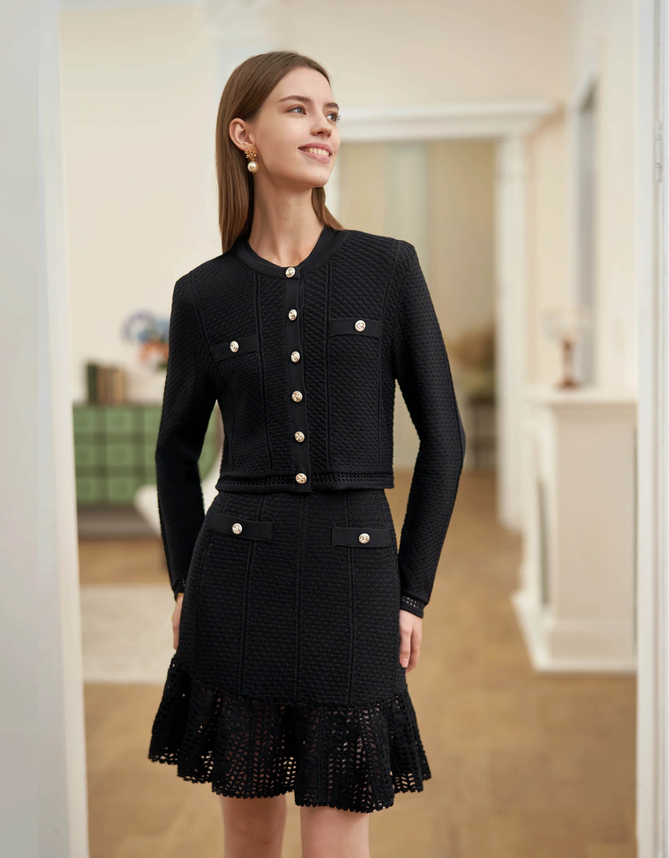 Crocheted Button Up Cardigan - Image 2