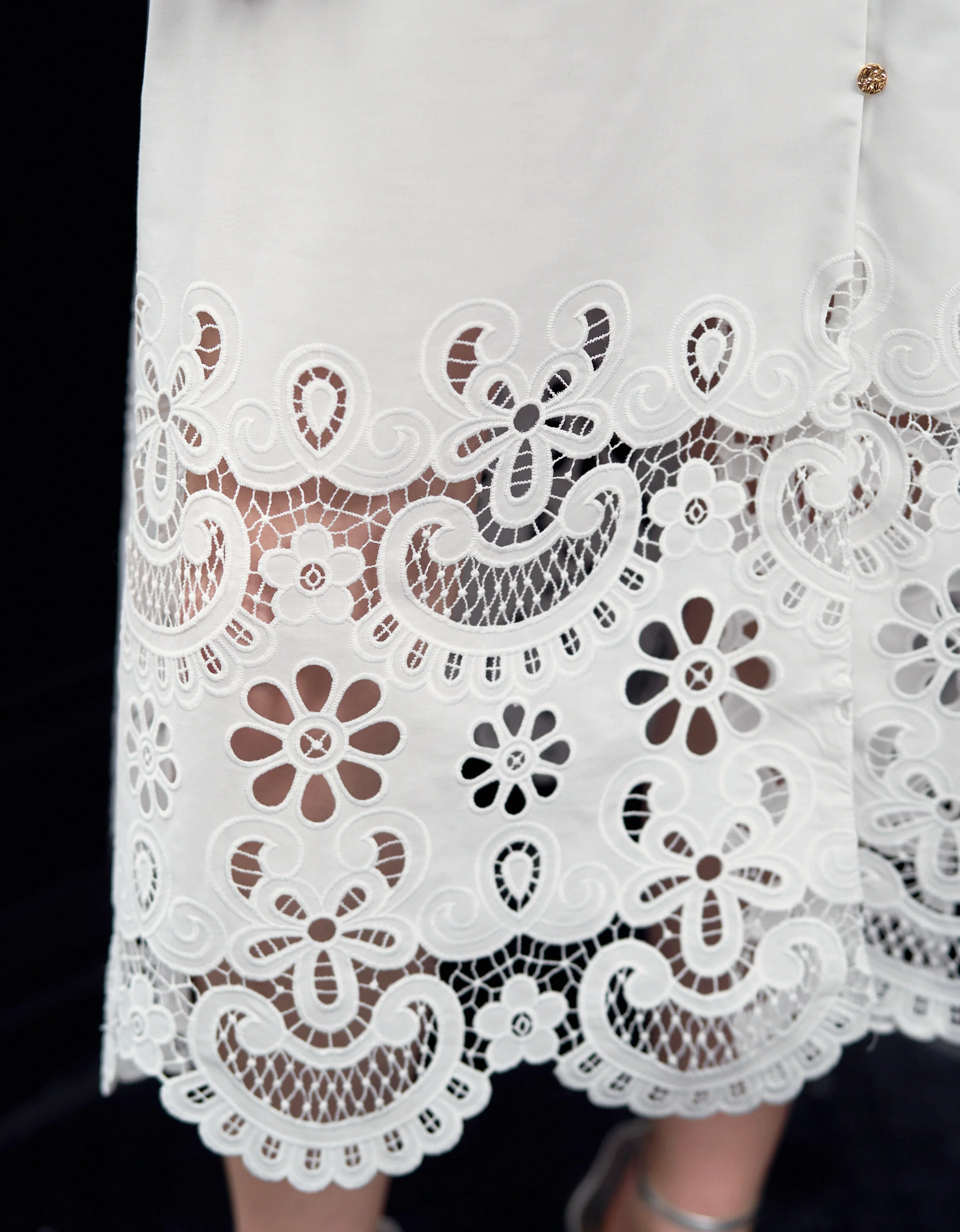 Cutwork Embroidered Hem Midi Shirt Dress - Image 5