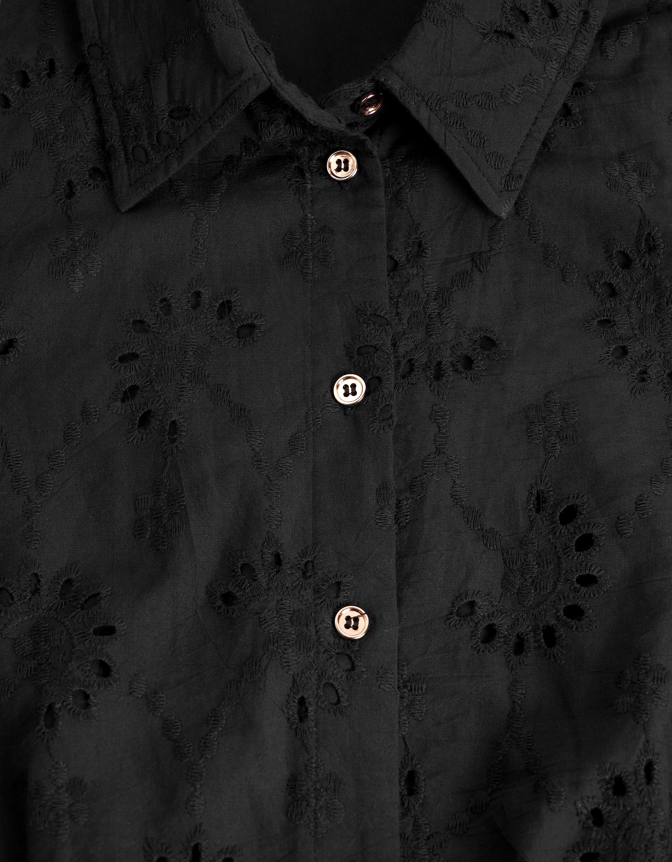 Cutwork Embroidery Midi Shirt Dress - Image 5