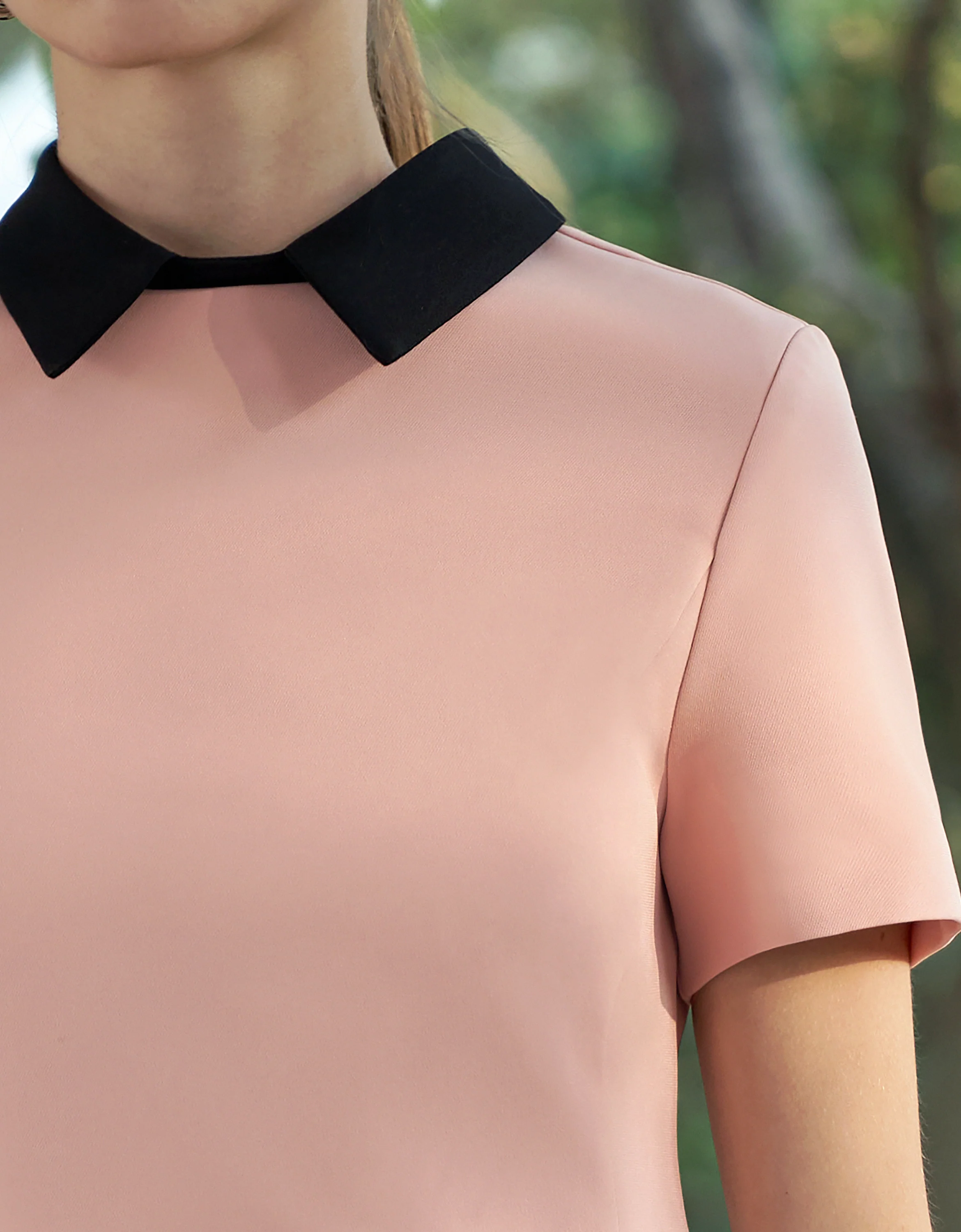 Detachable Collar Short Sleeve Dress - Image 15