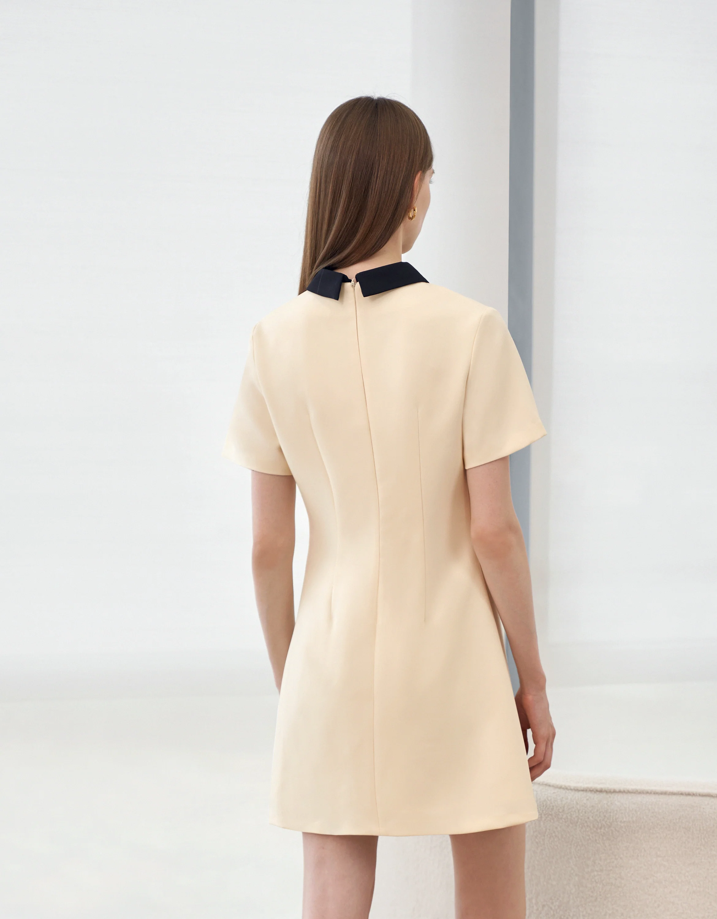 Detachable Collar Short Sleeve Dress - Image 22