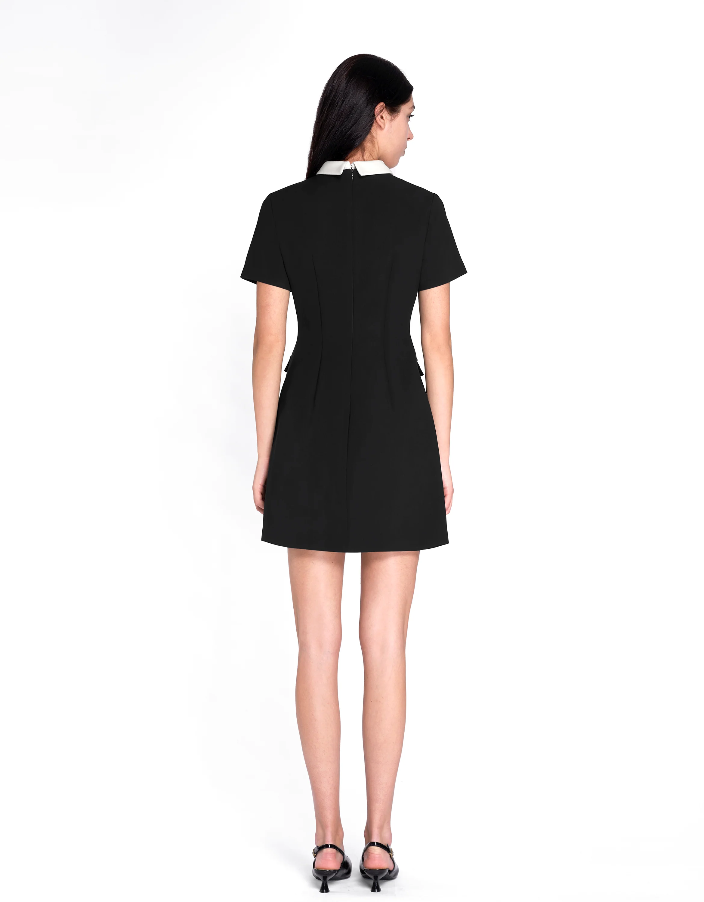 Detachable Collar Short Sleeve Dress - Image 5