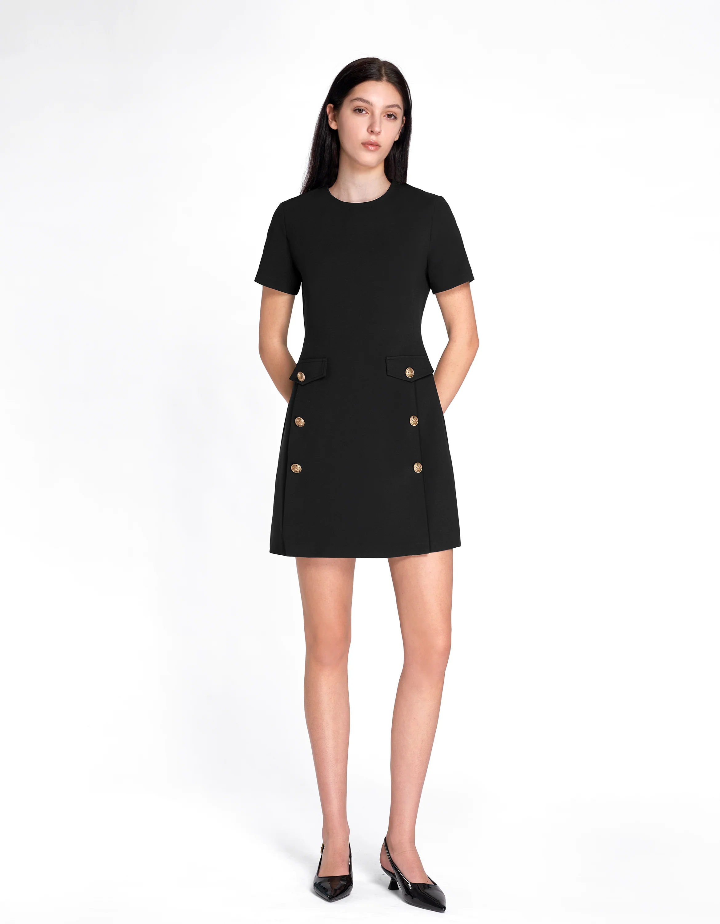 Detachable Collar Short Sleeve Dress - Image 6