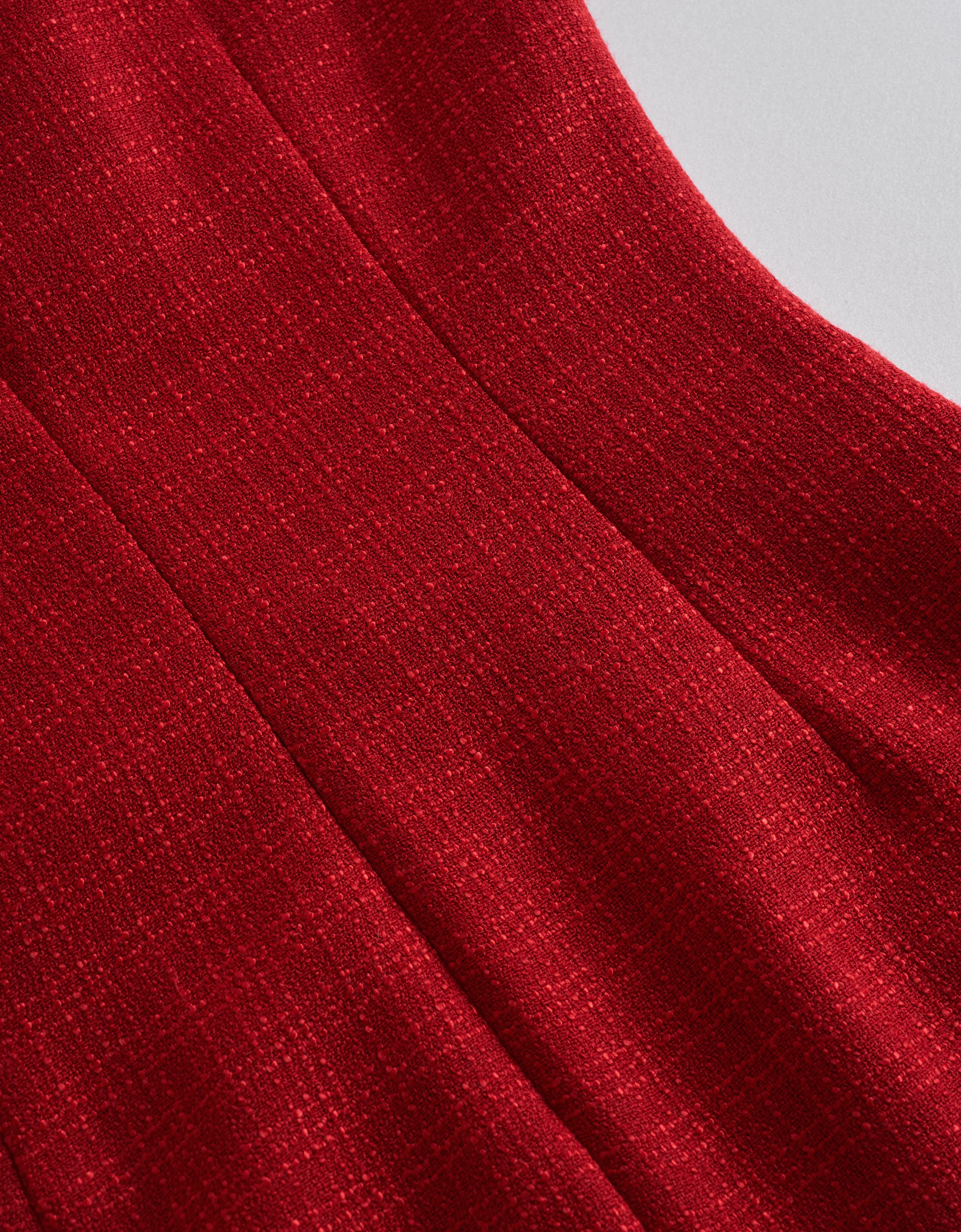 Double-breasted U-neck Cap Sleeve Tweed Dress - Image 7