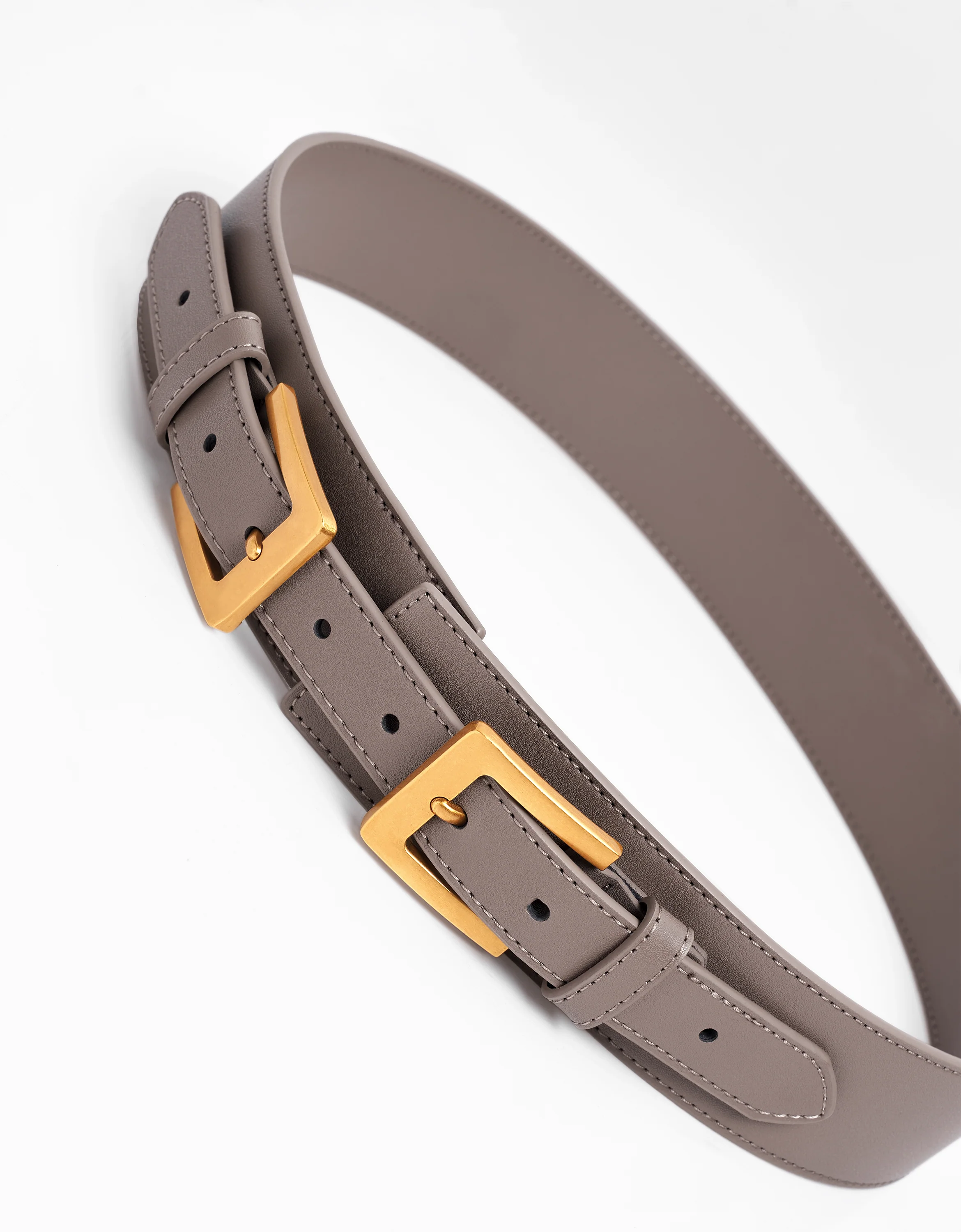 Double Buckle Wide Leather Belt - Image 10