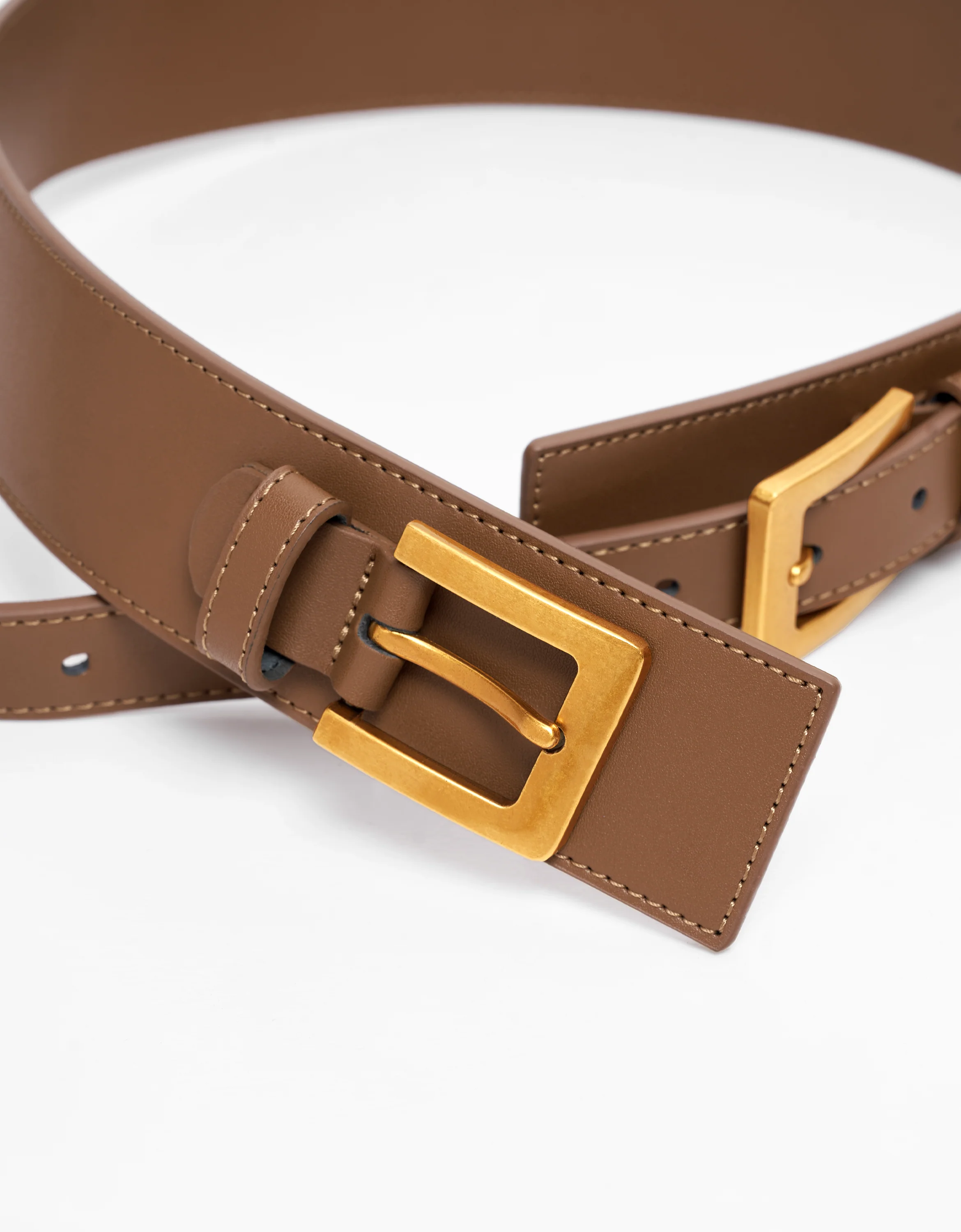 Double Buckle Wide Leather Belt - Image 7