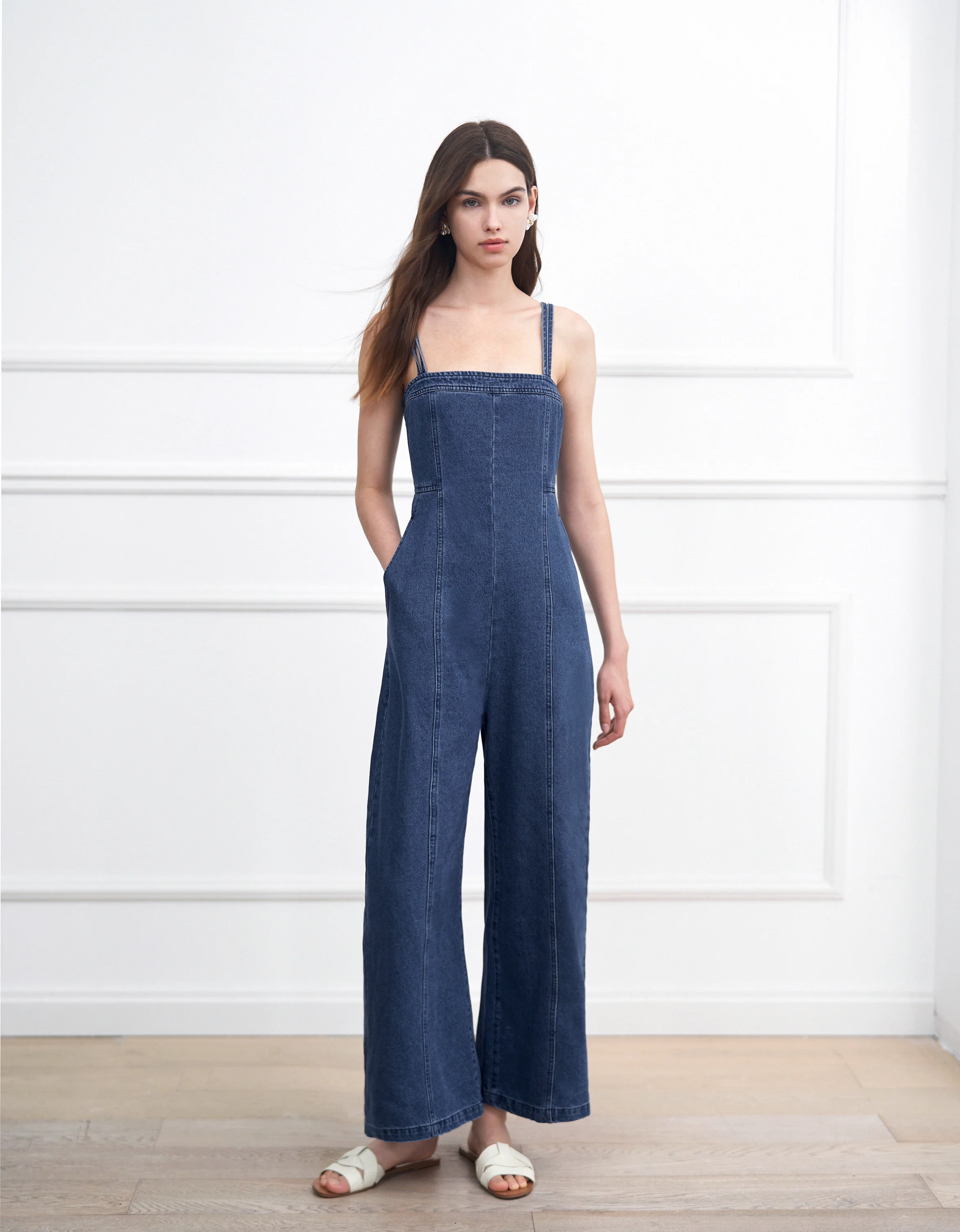Double Strap Denim Jumpsuit - Image 4
