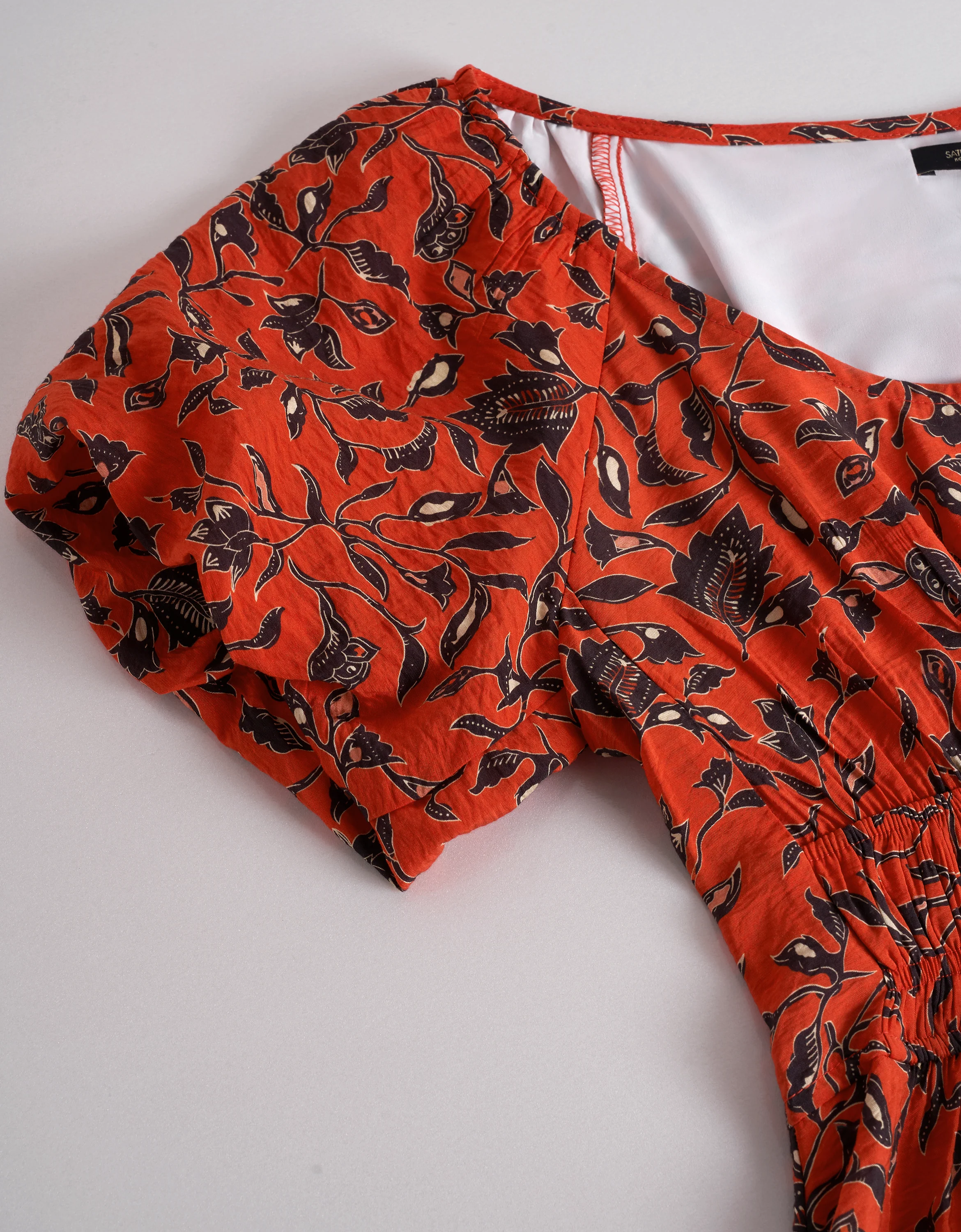 Elastic Waist Floral Print Midi Dress - Image 5