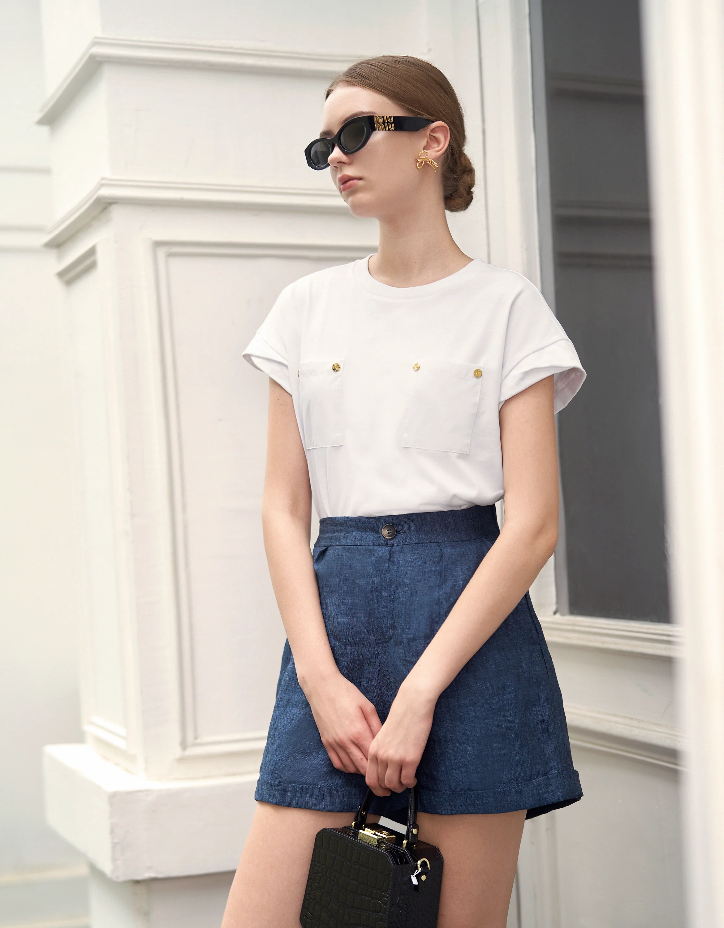 Embossed Button Pocket T-Shirt - Image 12