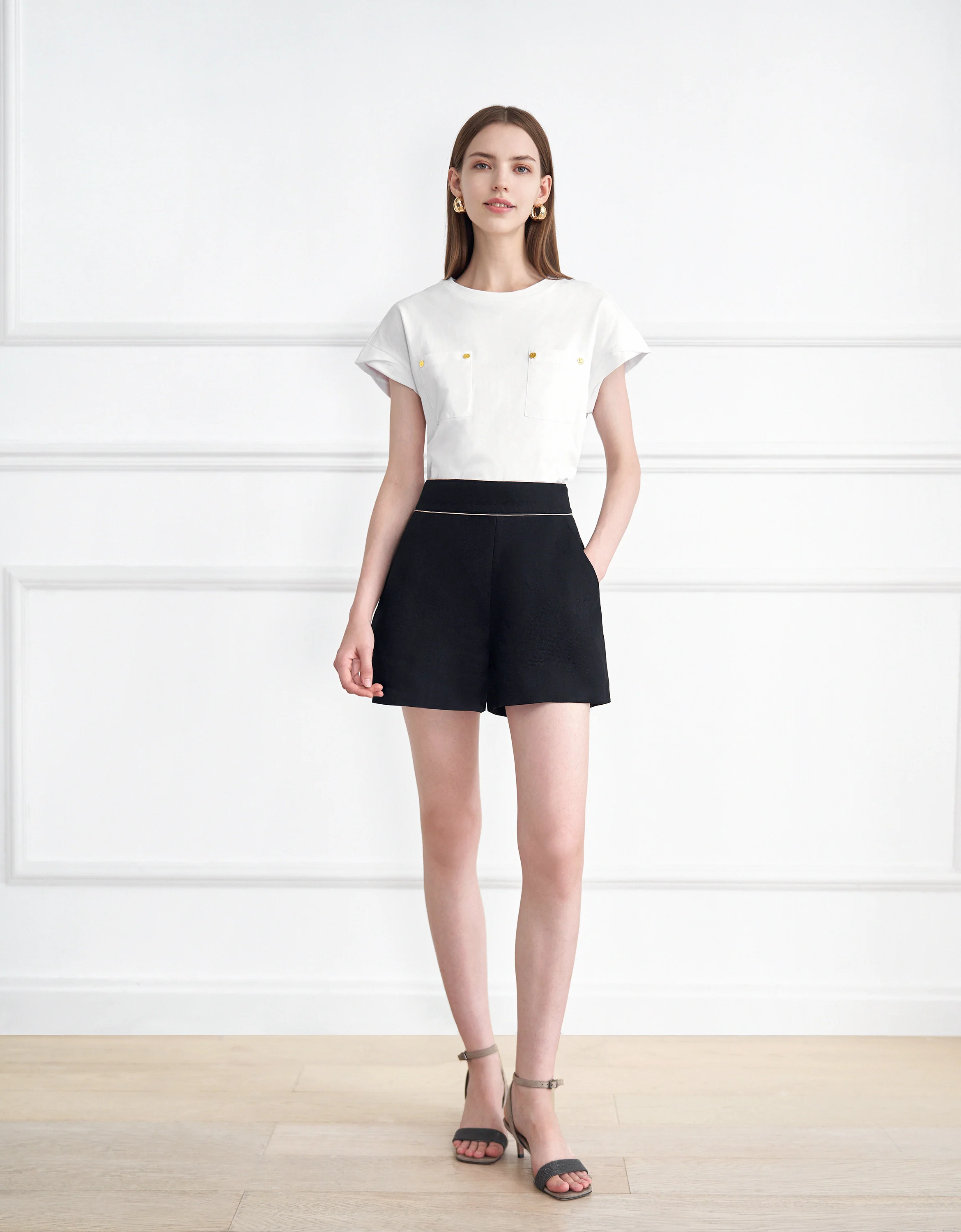 Embossed Button Pocket T-Shirt - Image 13