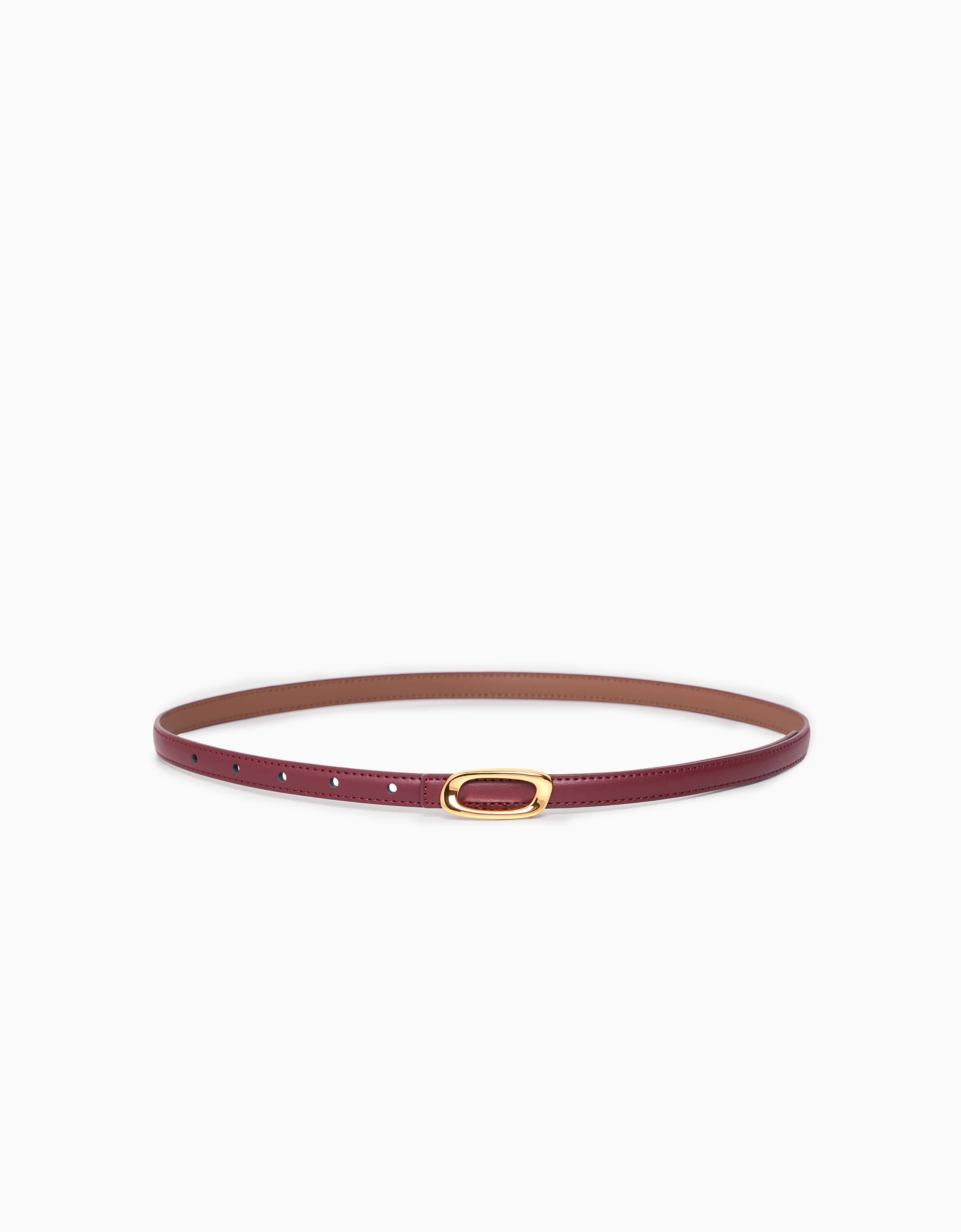 Flat Oval Buckle Thin Leather Belt - Image 7