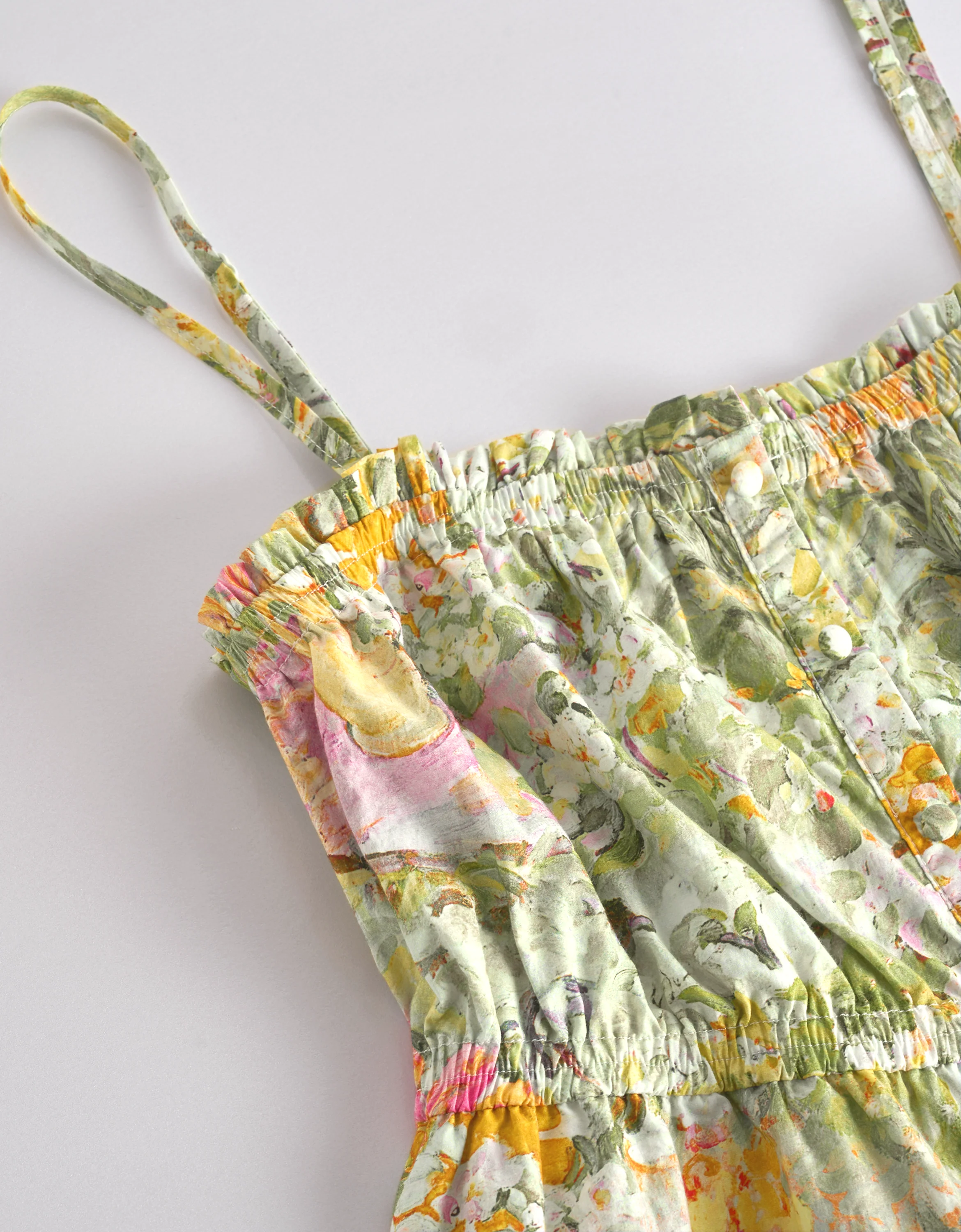 Floral Oil Paint Print Strap Midi Dress - Image 5