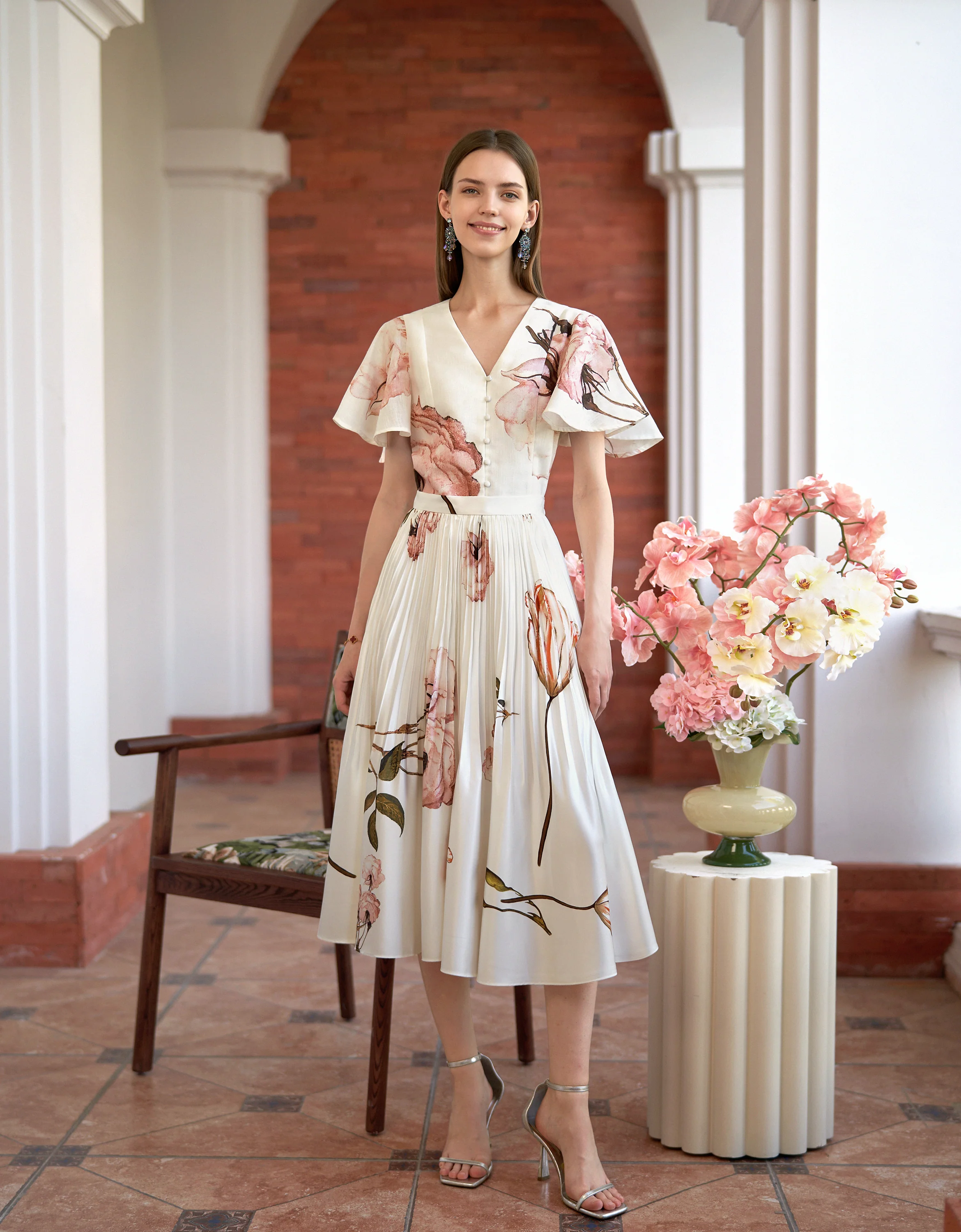 Floral Print Pleated Midi Skirt - Image 6