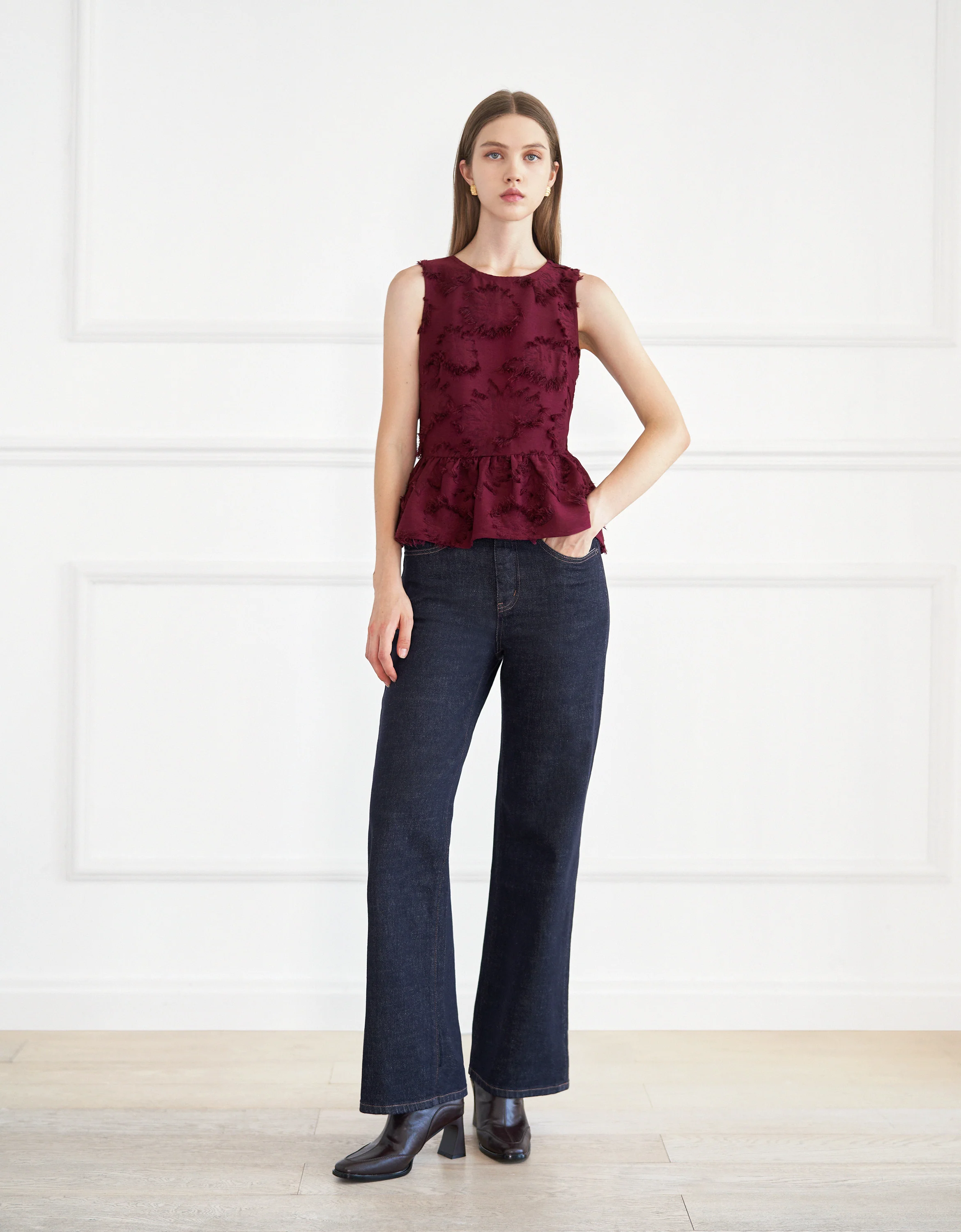 Fringed Jacquard Sleeveless Top - Image 2