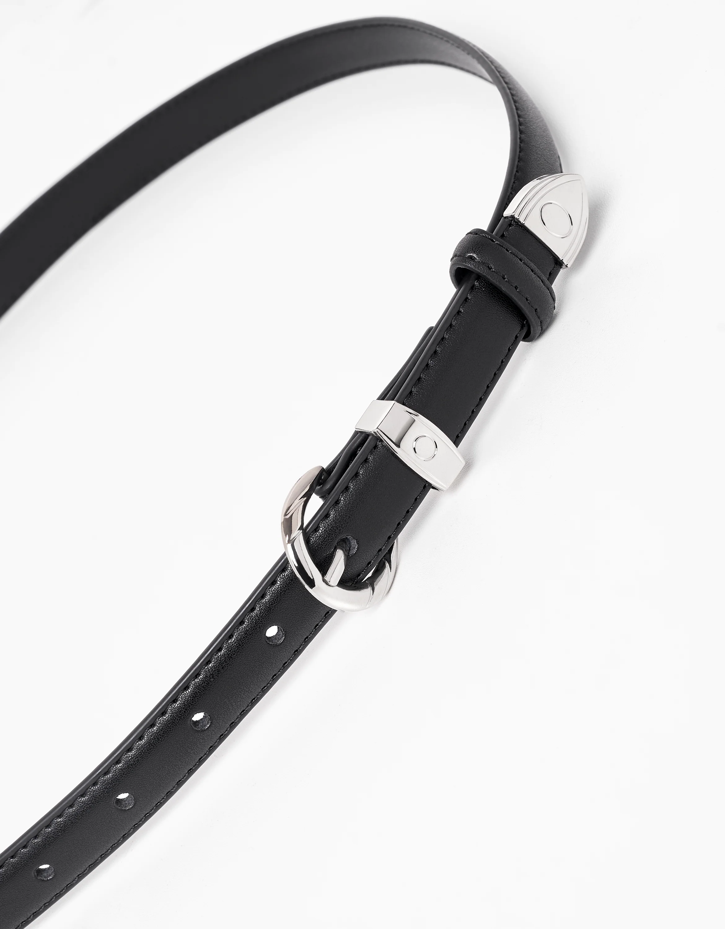 Horseshoe Buckle Thin Leather Belt - Image 2