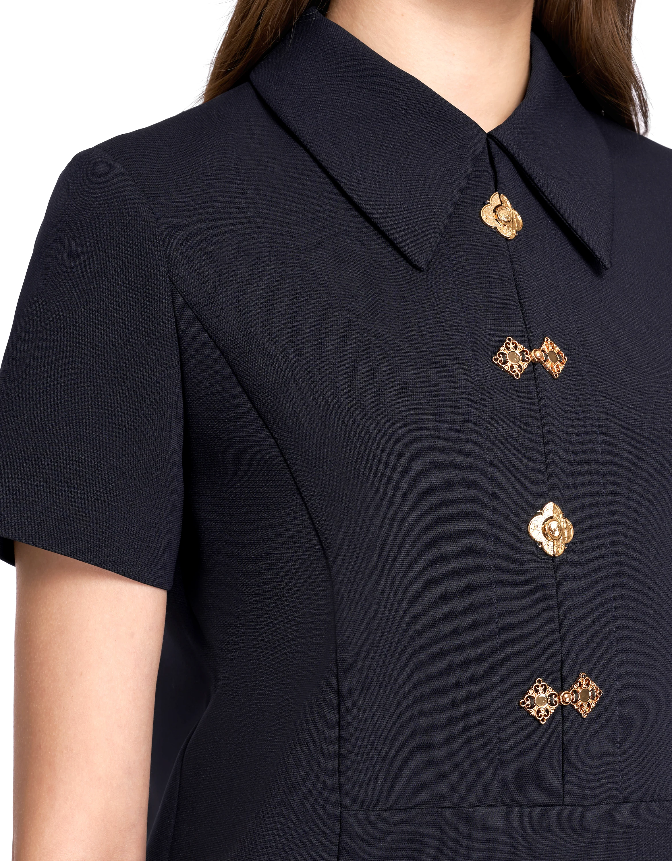 Intricate Button Collared Shift Dress - Image 15