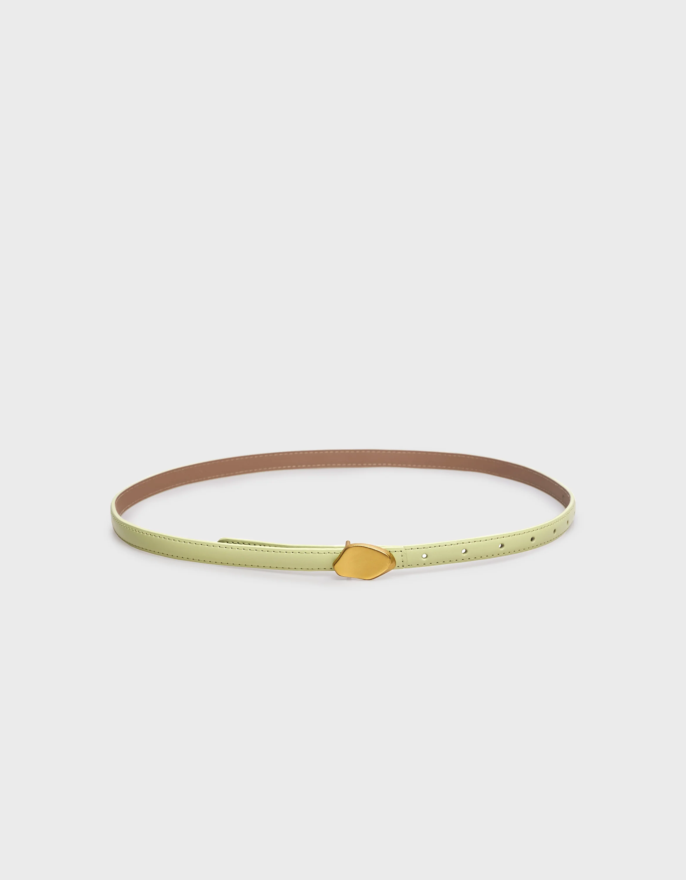 Irregular Metal Buckle Thin Leather Belt - Image 7