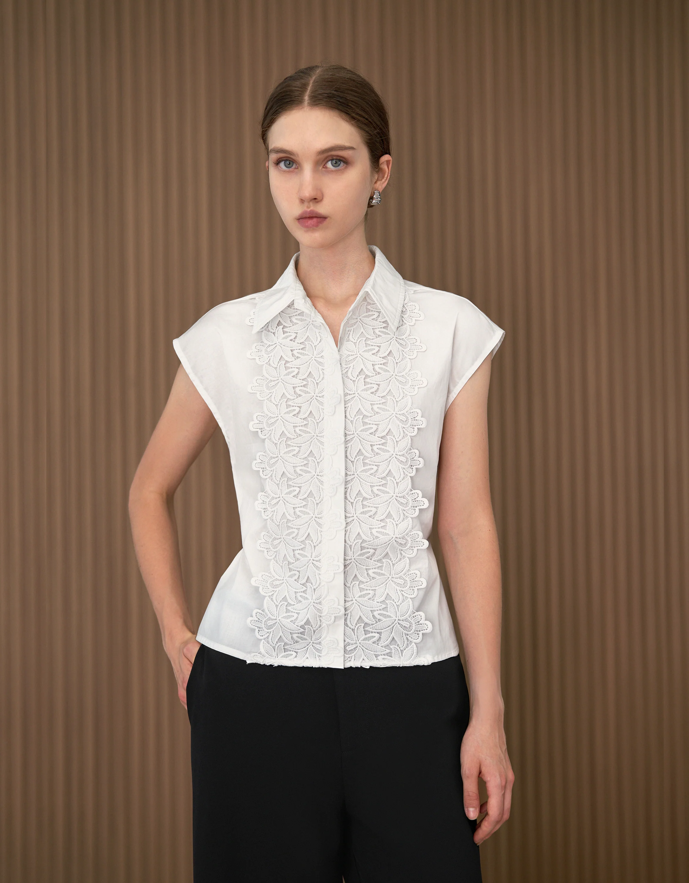 Lace Front Poplin Cotton Top - Image 13