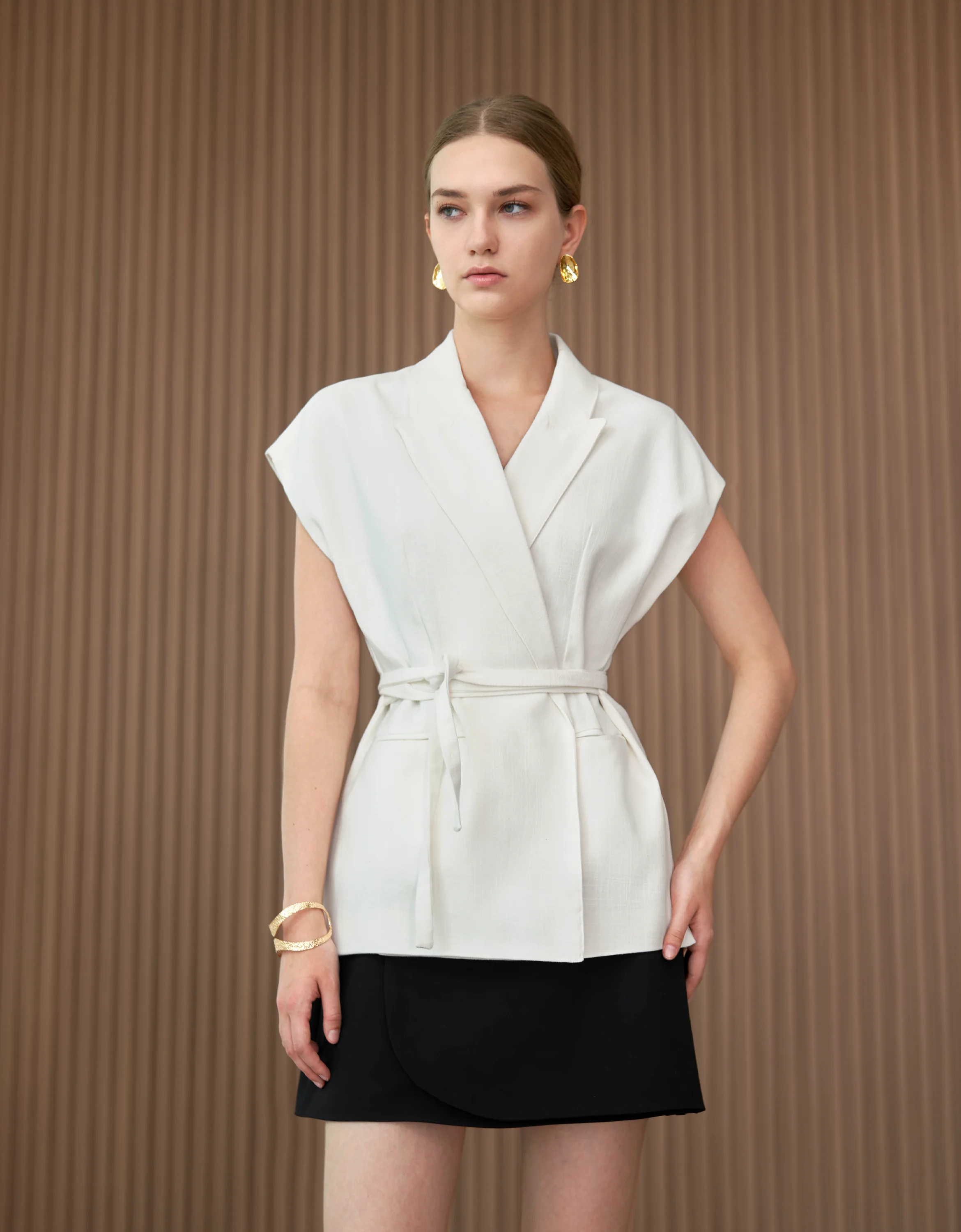 Linen-blend Double-breasted Vest - Image 11