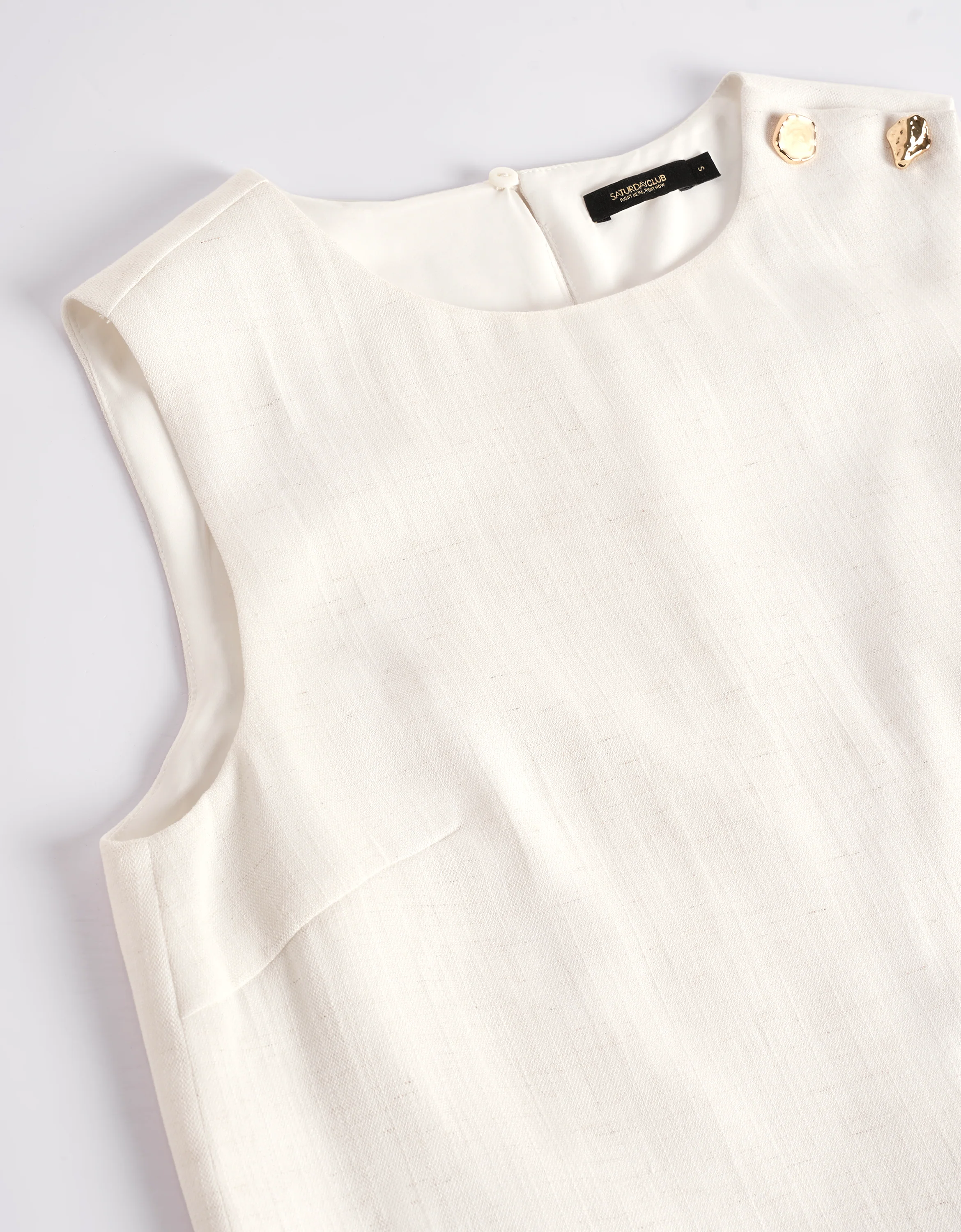 Linen-blend Layered Front Shoulder Button Crop Top - Image 5