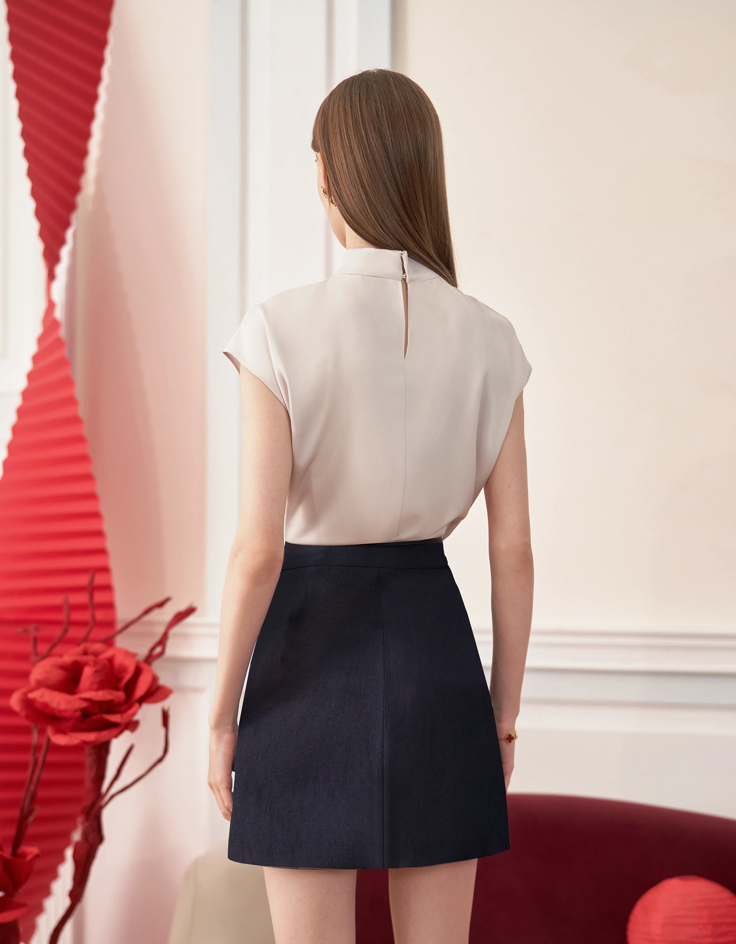 Mandarin Knot Buttons A-line Skirt - Image 21