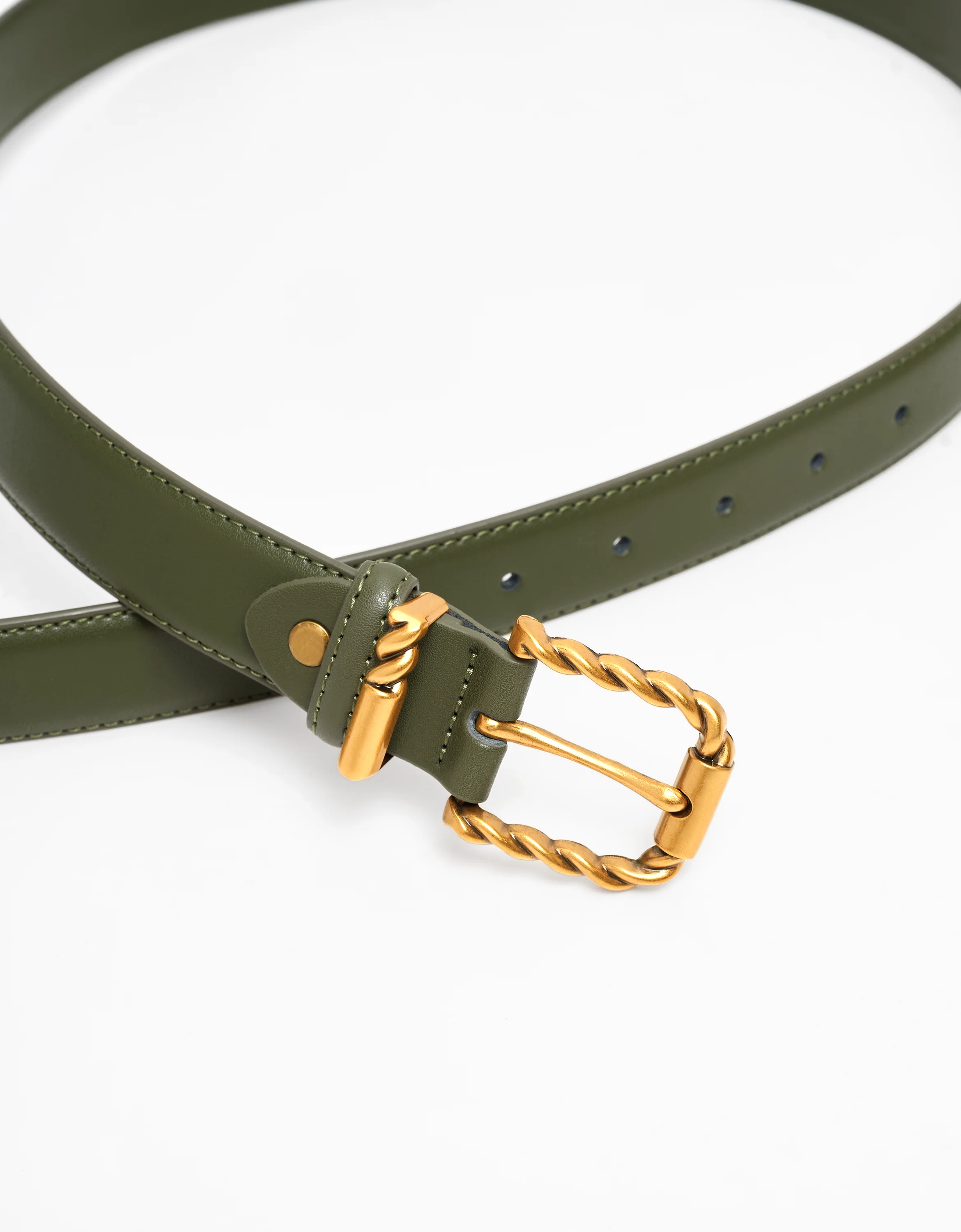 Metal Twist Buckle Leather Belt - Image 7
