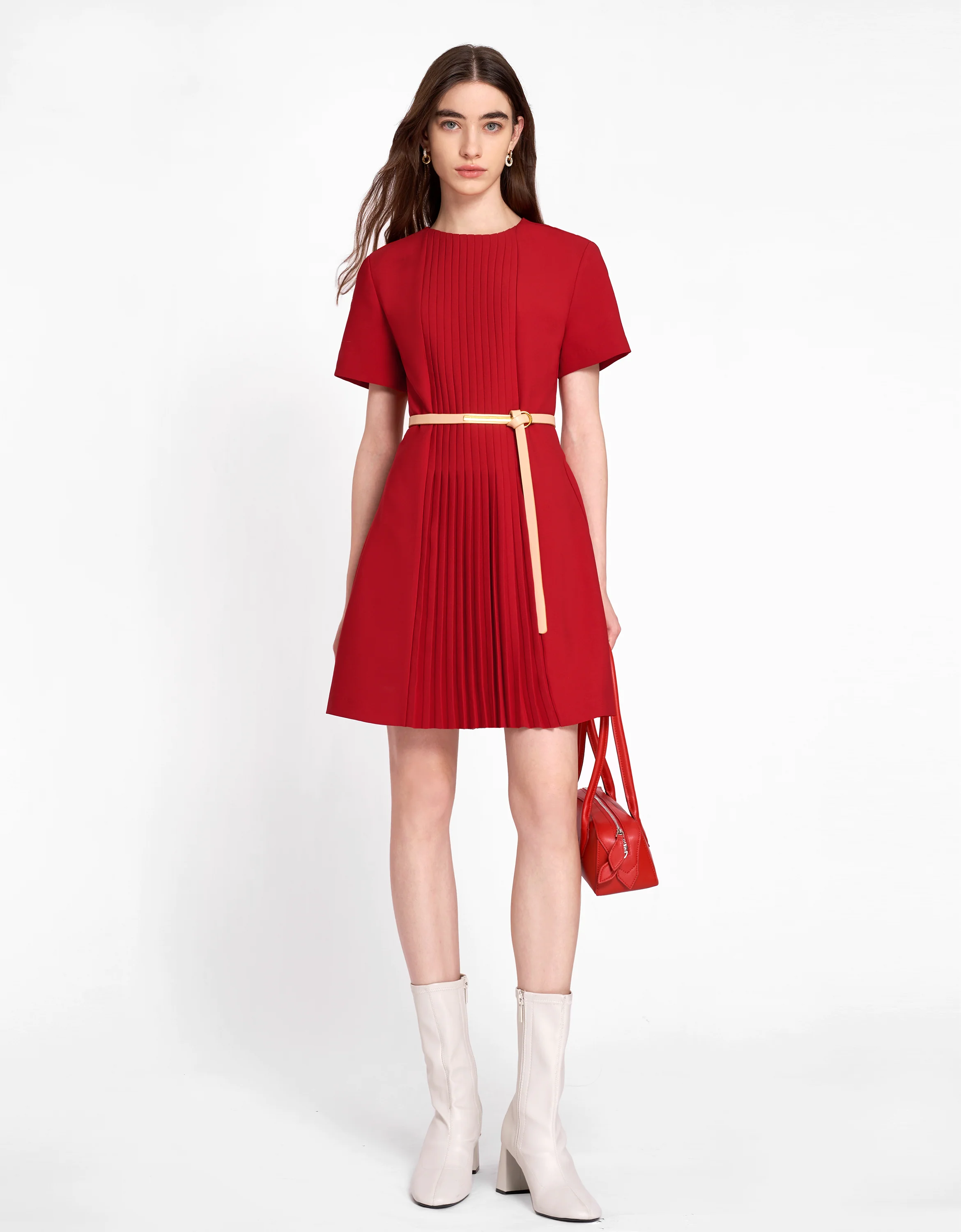 Pleated Front Short Sleeve Dress - Image 14
