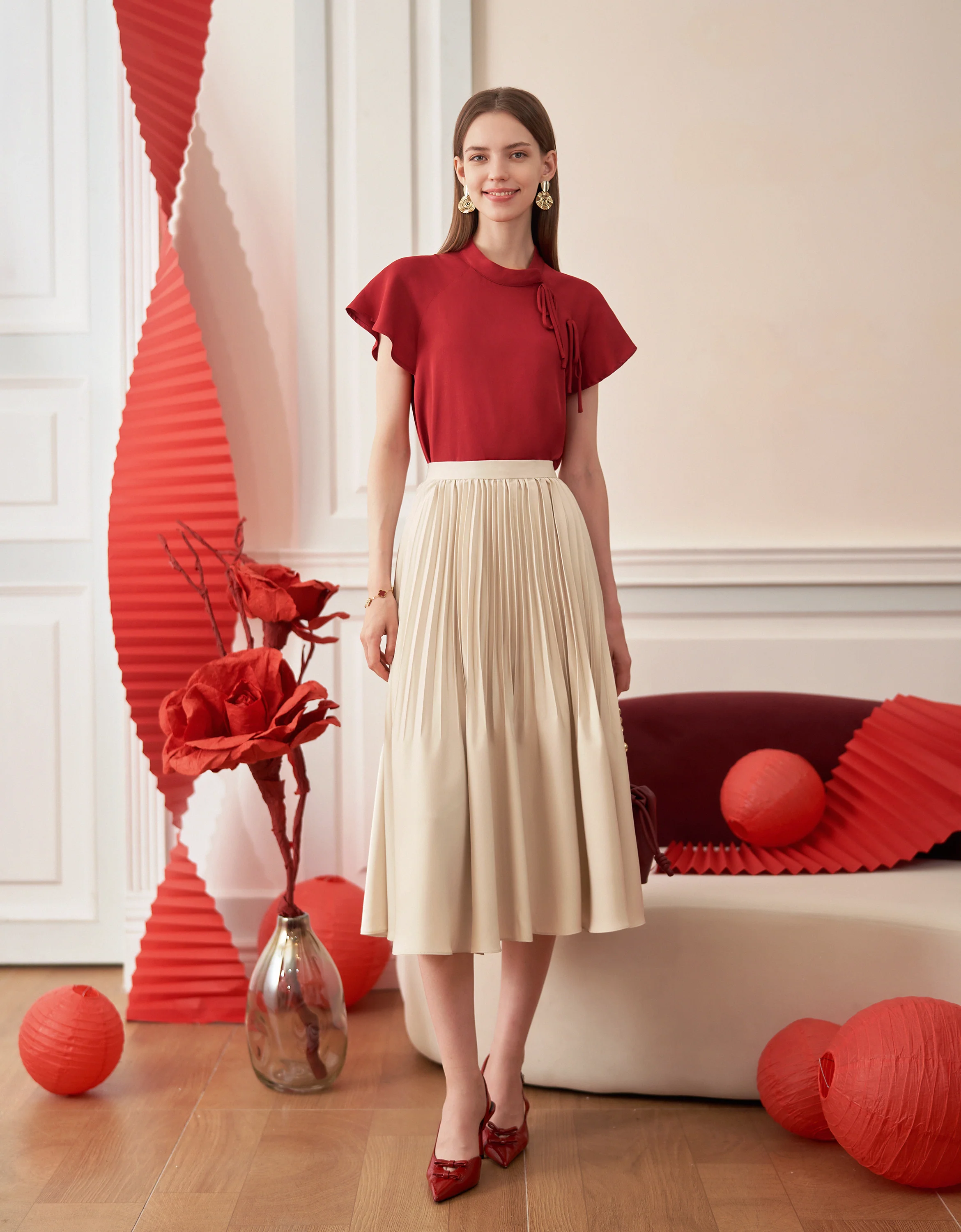 Pleated Midi Fishtail Skirt - Image 18